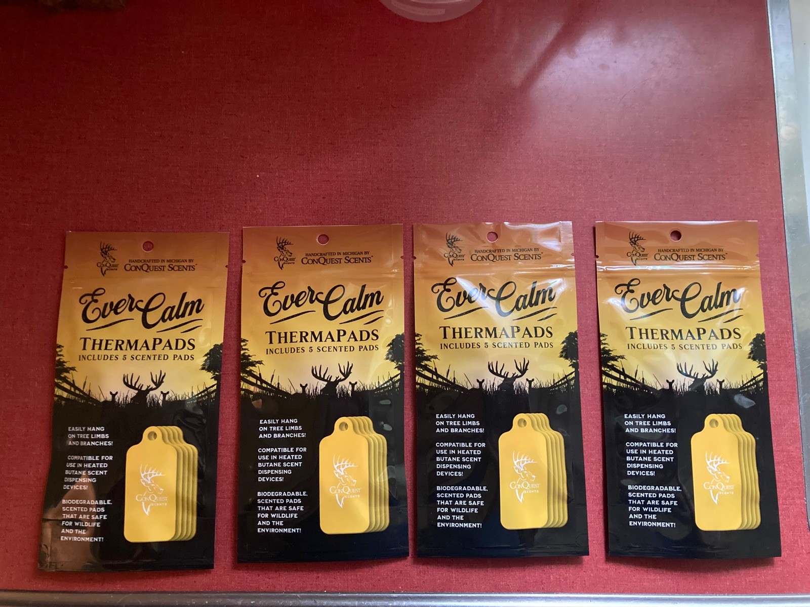 4 packs of Conquest Scents EverCalm ThermaPads deer scent