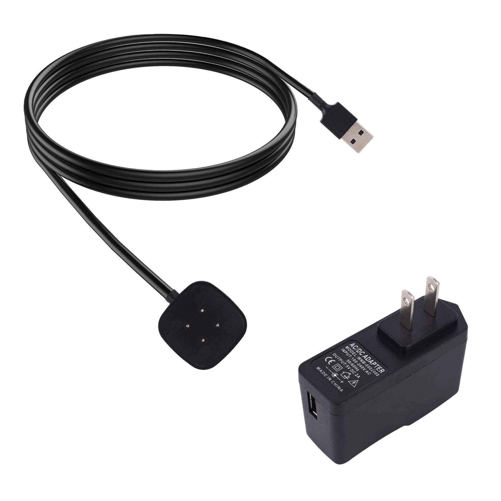 BTFO Fast Wall Charger Kit for Versa 4 & 3, USB Charging Cable 106cm, black