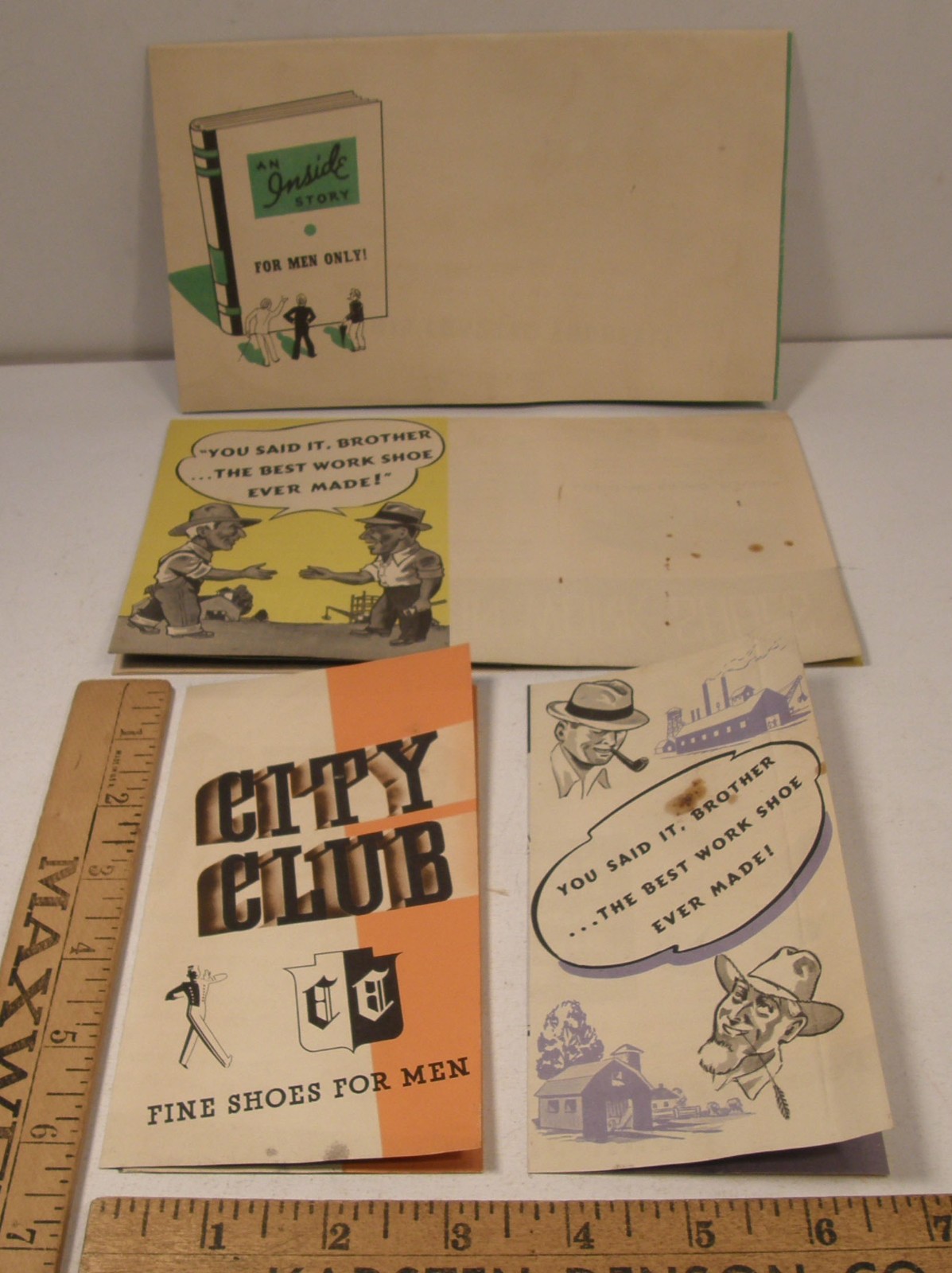 LOT 4 VINTAGE 1938 SHOE STORE ADVERTISING BROCHURES PETERS MEN'S WORK & DRESS