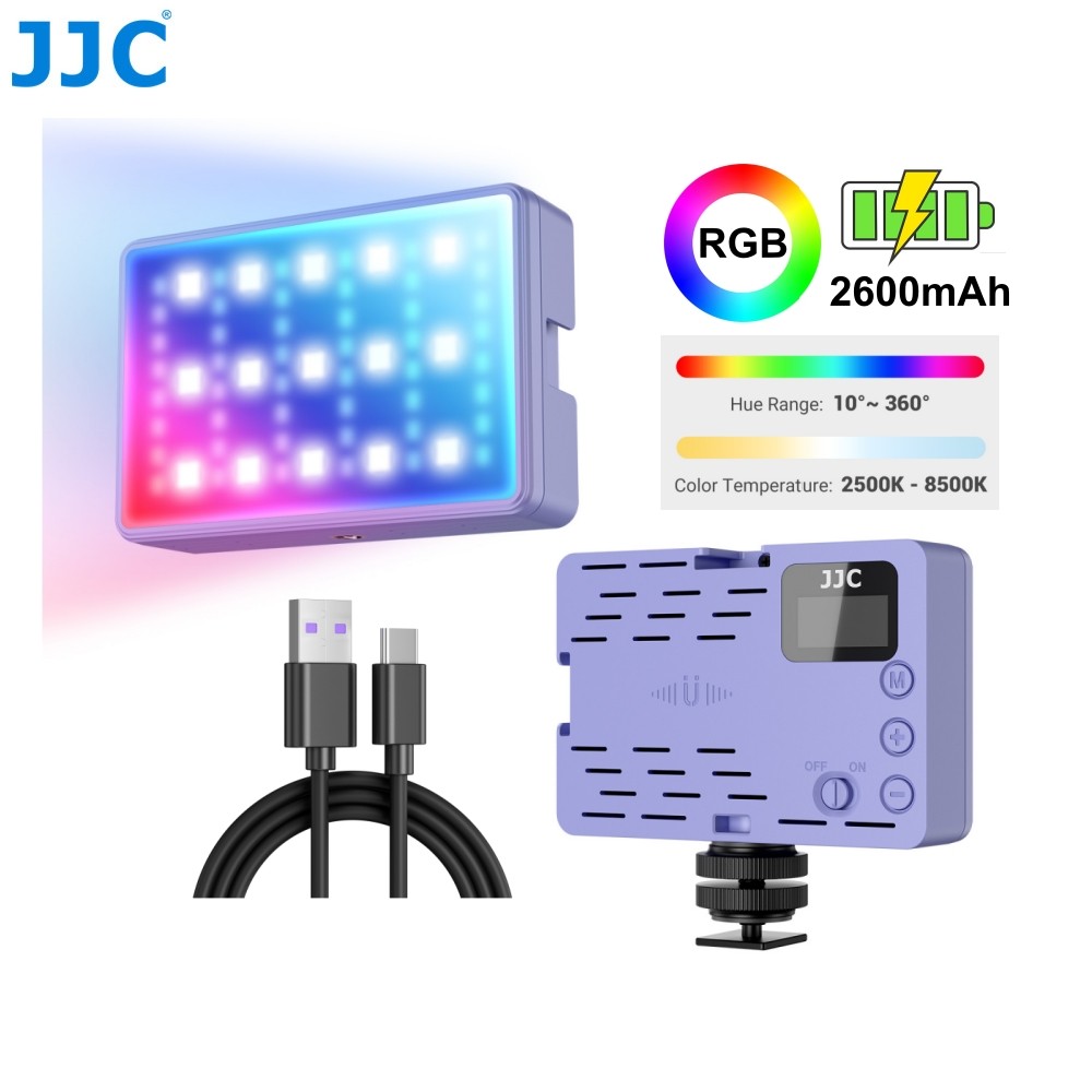 RGB Video Light Portable LED Camera Lights Magnetic 360° Full Color w Cold Shoe