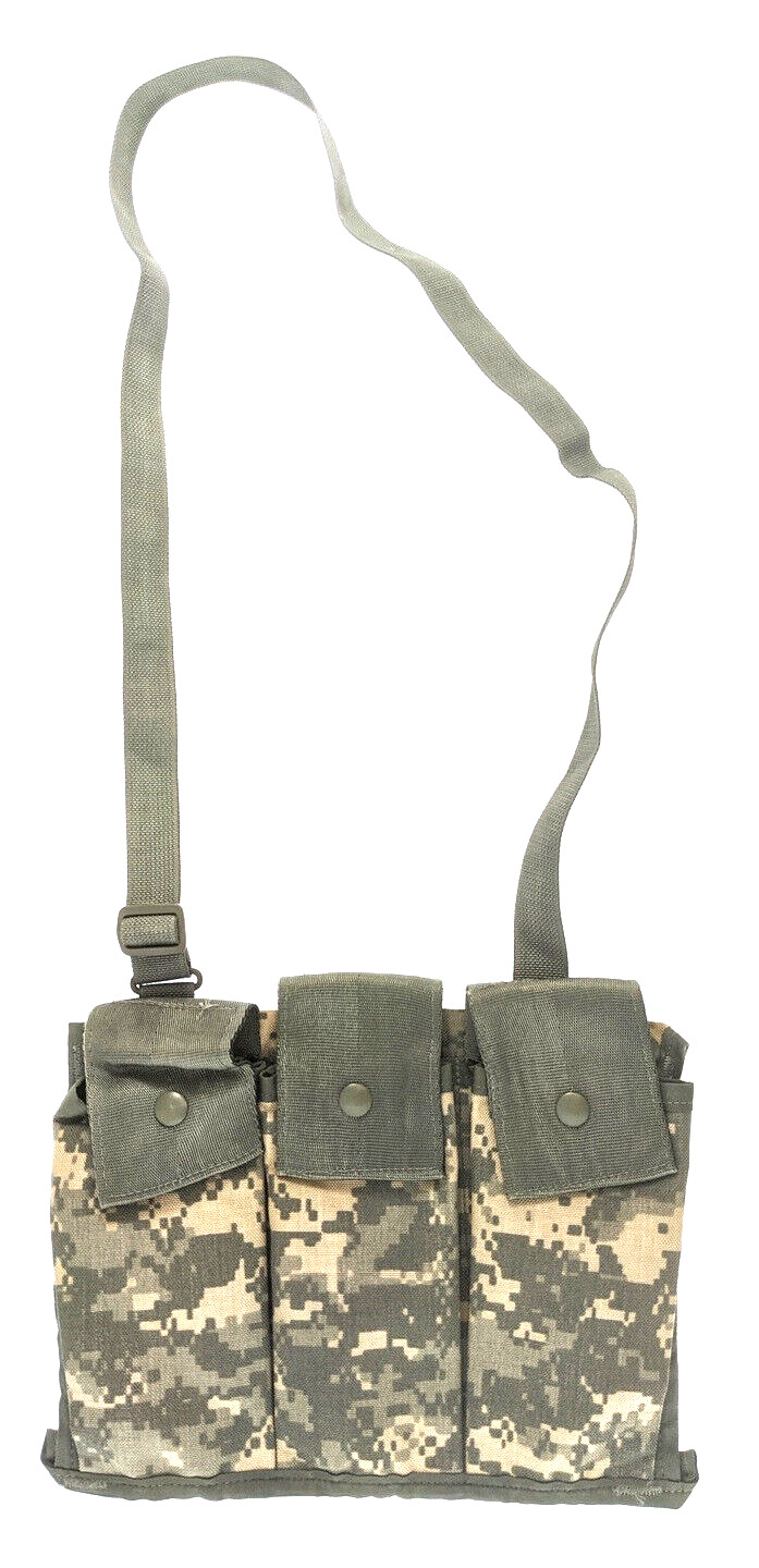 US Army Molle II M4 Three Mag Bandolier Multicam UCP 3 Magazine Pouch-USED.