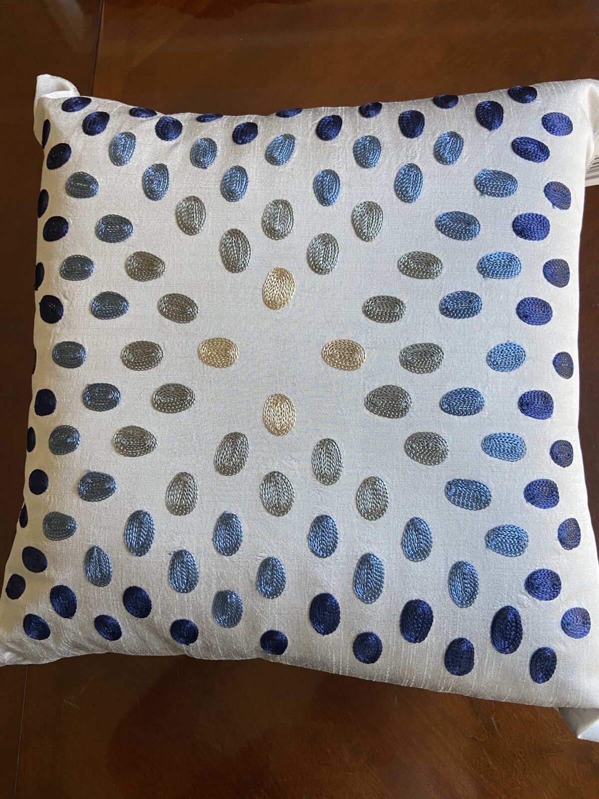 Rizzy Blue Dotted Gradient Bulbs Transitional Throw Pillow Circles