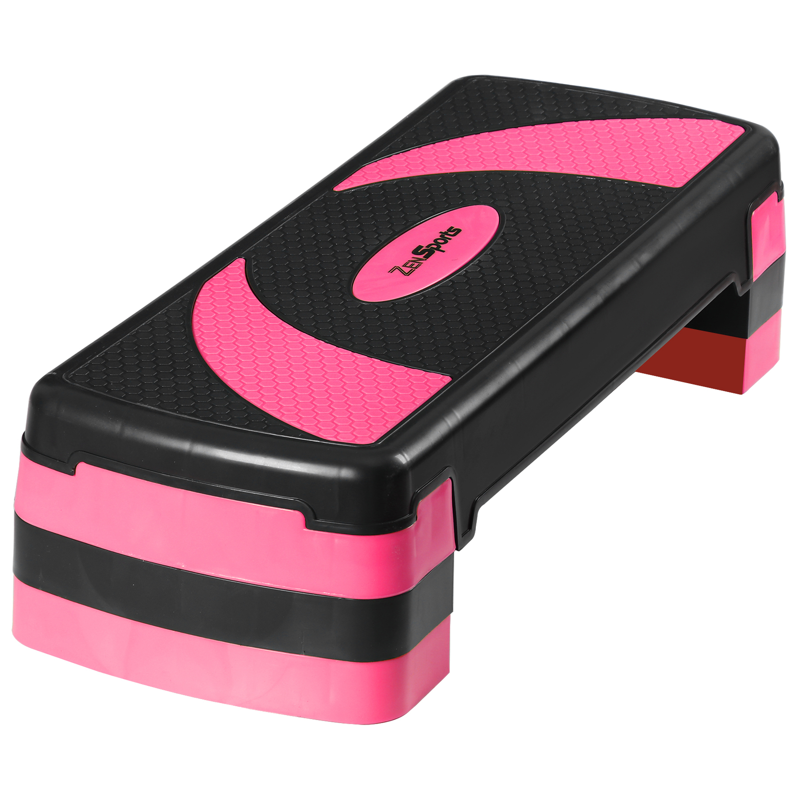 30" Aerobic Exercise Step Adjustable Aerobic Stepper Workout Step Platform Pink