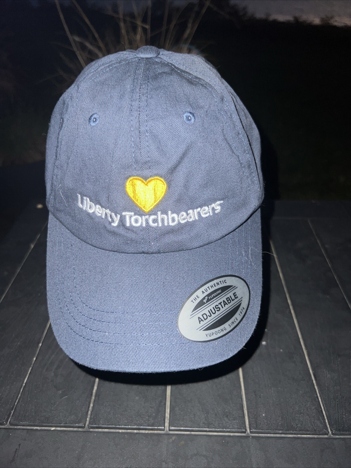 Liberty Torchbearers in Whit w Yellow on Navy Hat Cap Cotton Strap Buckle