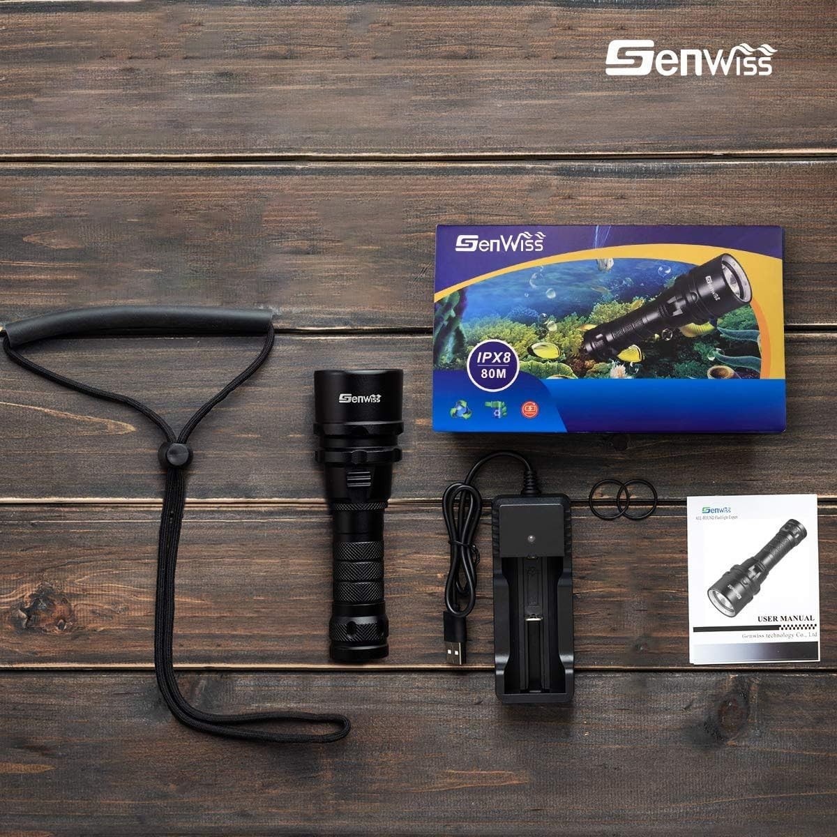 Compact 2000lm Underwater LED Light/`