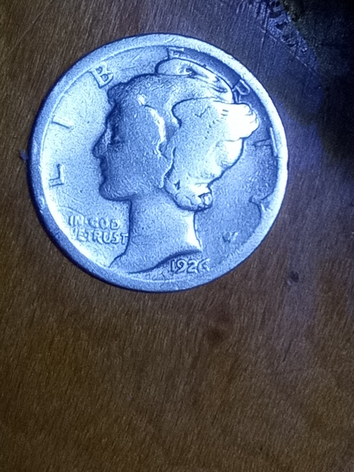 1926 D, Mercury Dime, #1, Moderate Wear