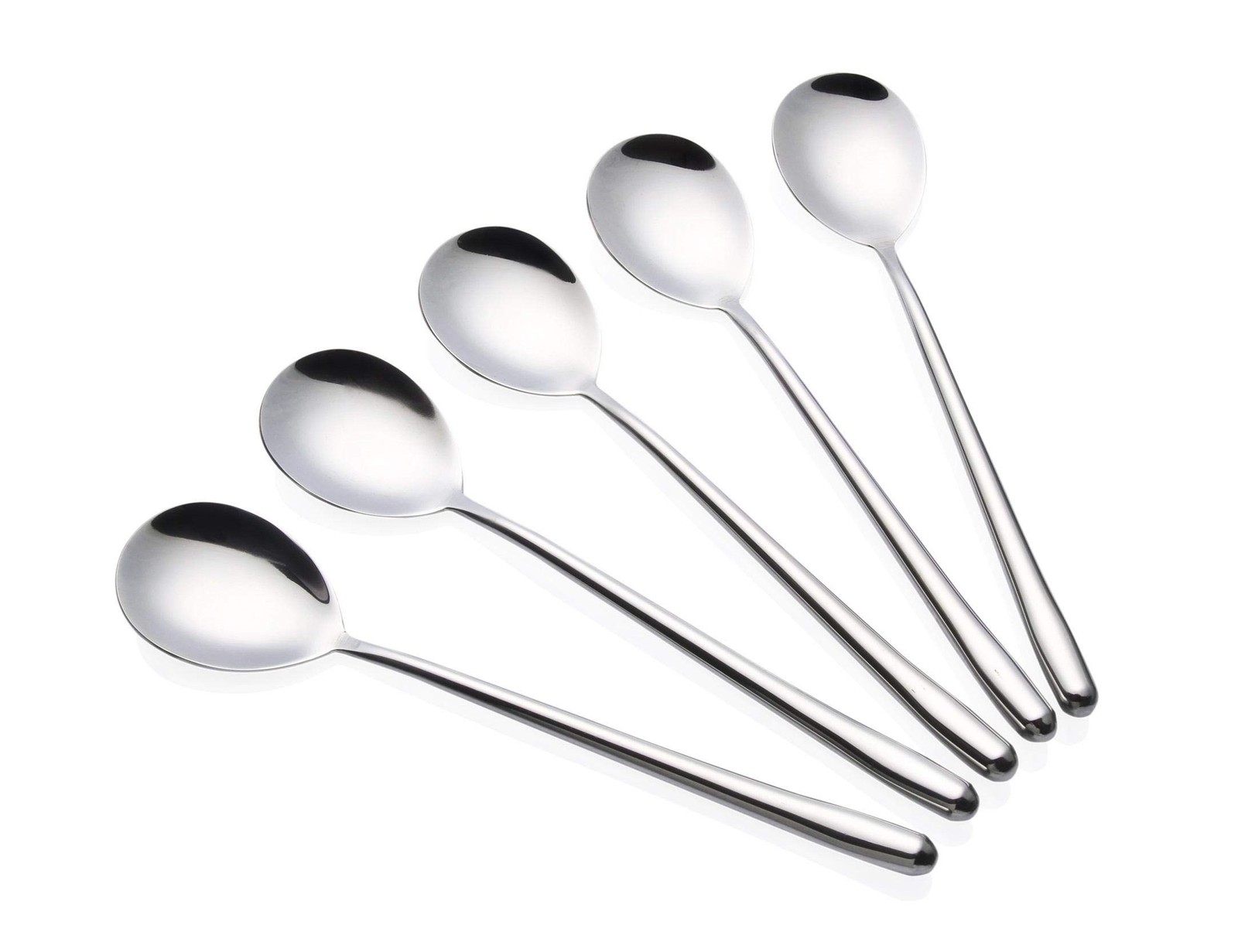 Stainless Steel Soup Spoons Long Handled Spoons Silver Pack of 5 8.7x1.6 inches