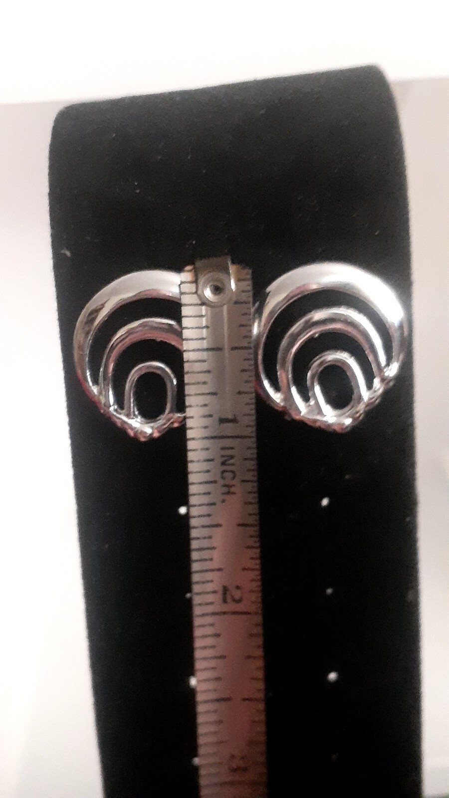 Vintage Open work Polished Silvertone Geometric style Earrings