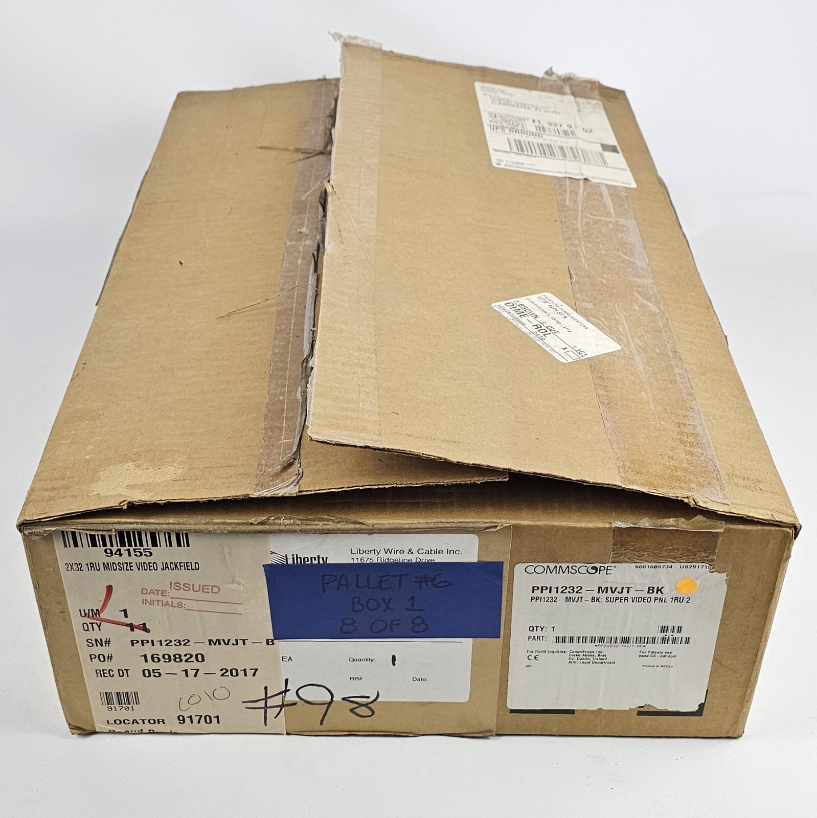 NEW ADC/Commscope 1RU 2x32 Midsize Video Normalled Patch Bay, PP11232-MVJT-BK