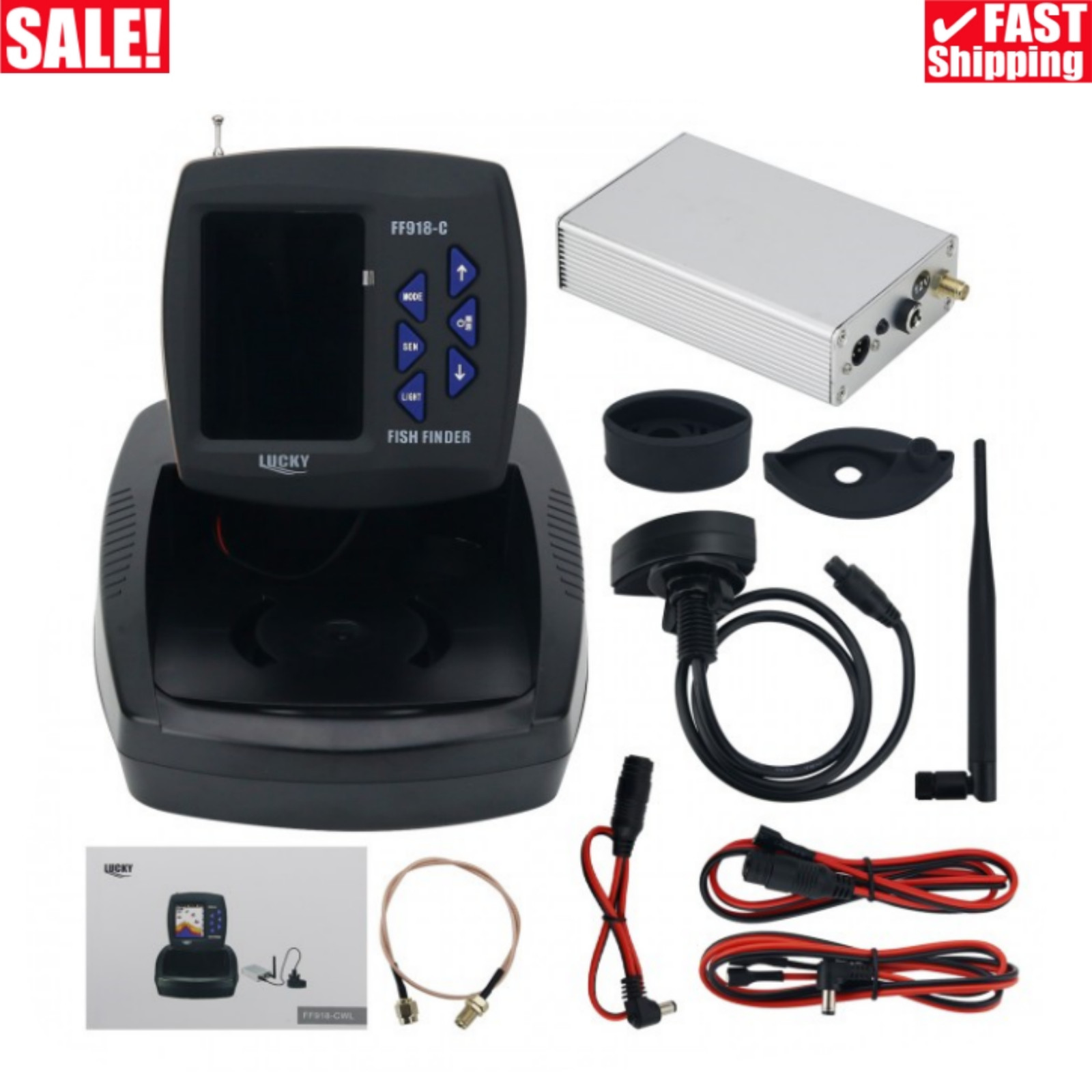 300M/500M Boat Fish Finder Remote Control Sonar Fish Finder 3.5" LCD Display