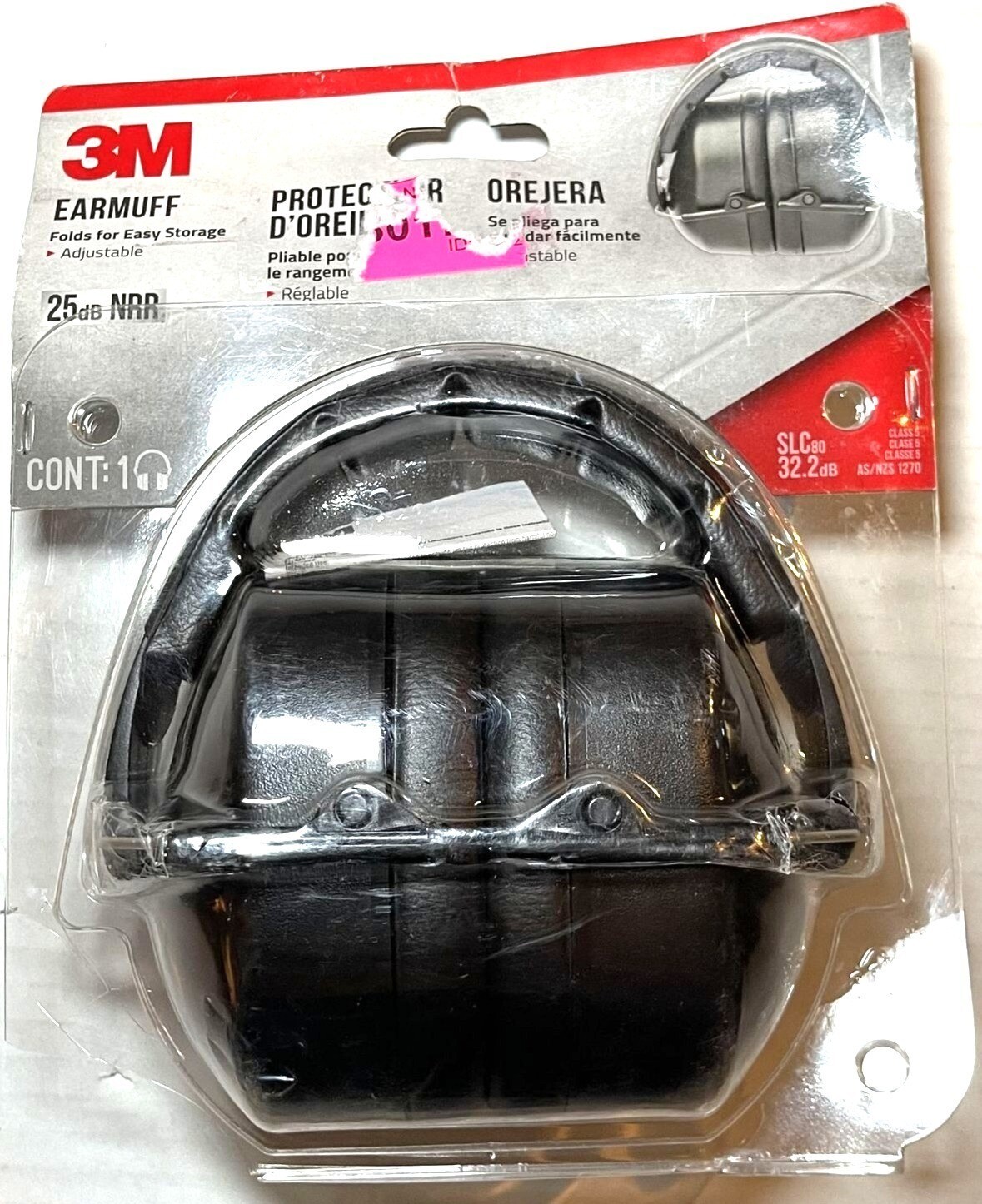 3M Earmuffs Noise Reduction Rating 25dB Adjustable Folds For Easy Storage Black