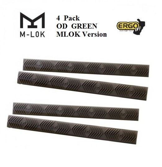 Ergo M-LOK WedgeLok Panels 4-Slot MLOK Rail Handguard Covers - OD Green - 4 Pack
