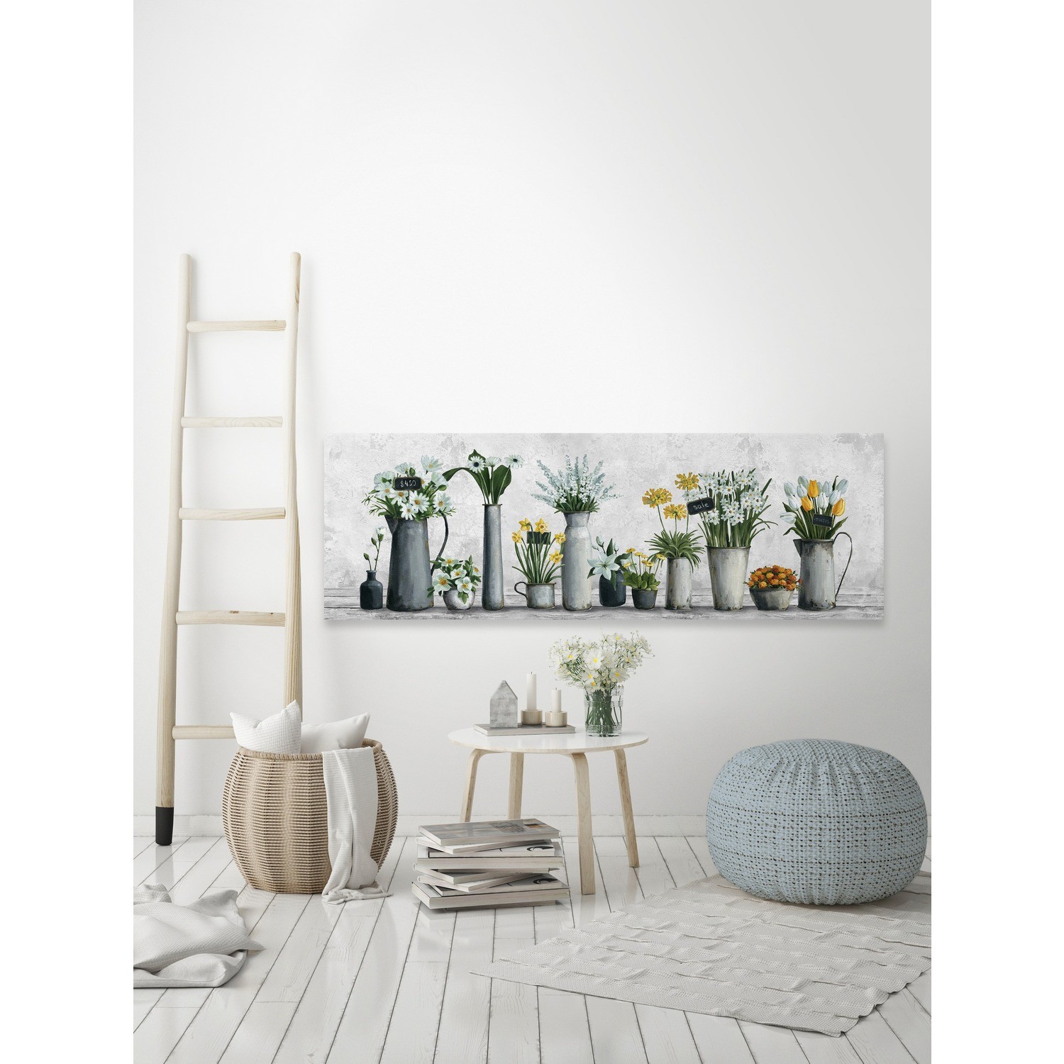 Marmont Hill White and Yellow Flowers Painting Print on Wrapped Canvas
