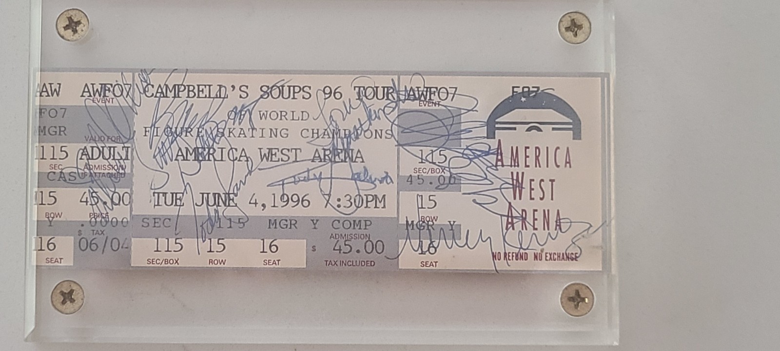 1996 Campbell's Soup Skate Tour Autographed Ticket