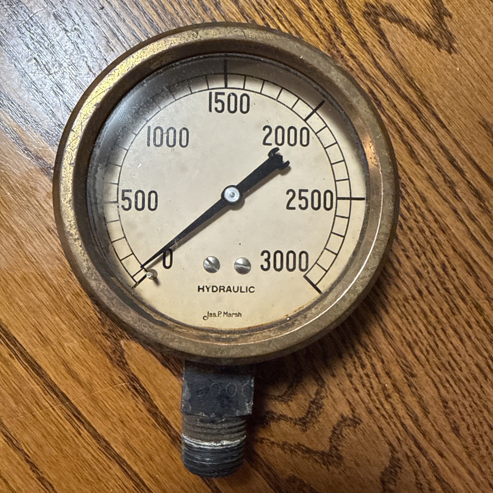 Vintage Jas. P Marsh Hydraulic Brass Gauge 3000 PSI Steampunk Look
