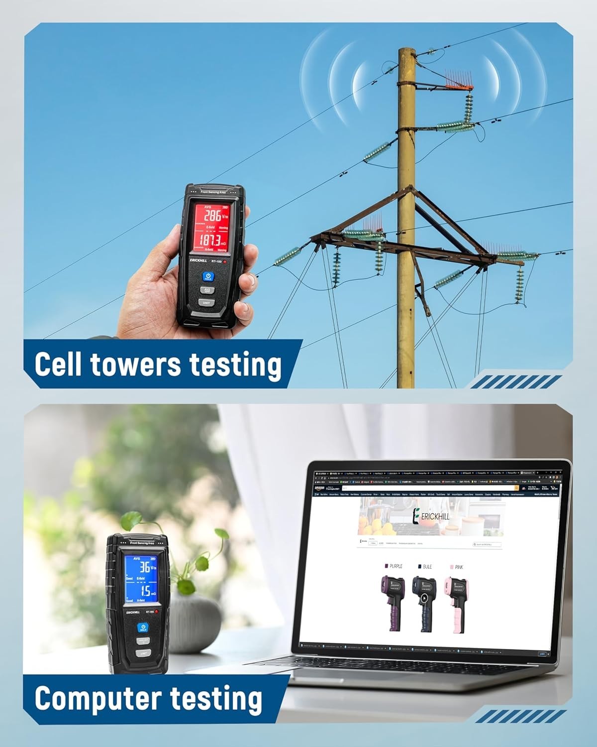 EMF Meter, Detects Electric and Magnetic Fields, Handheld Digital EMF Detecto...