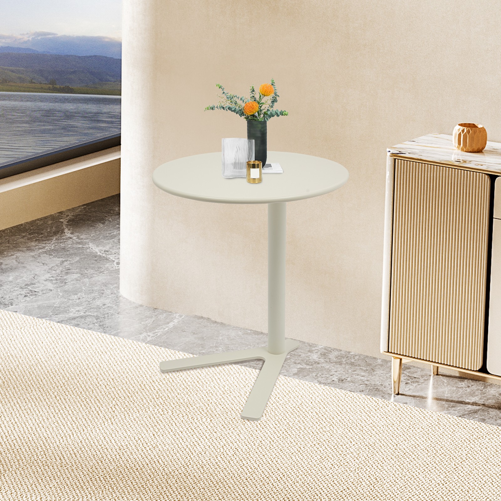 Round Side Table with Y-shaped Base, Side Table for Small Spaces,Couch End Table
