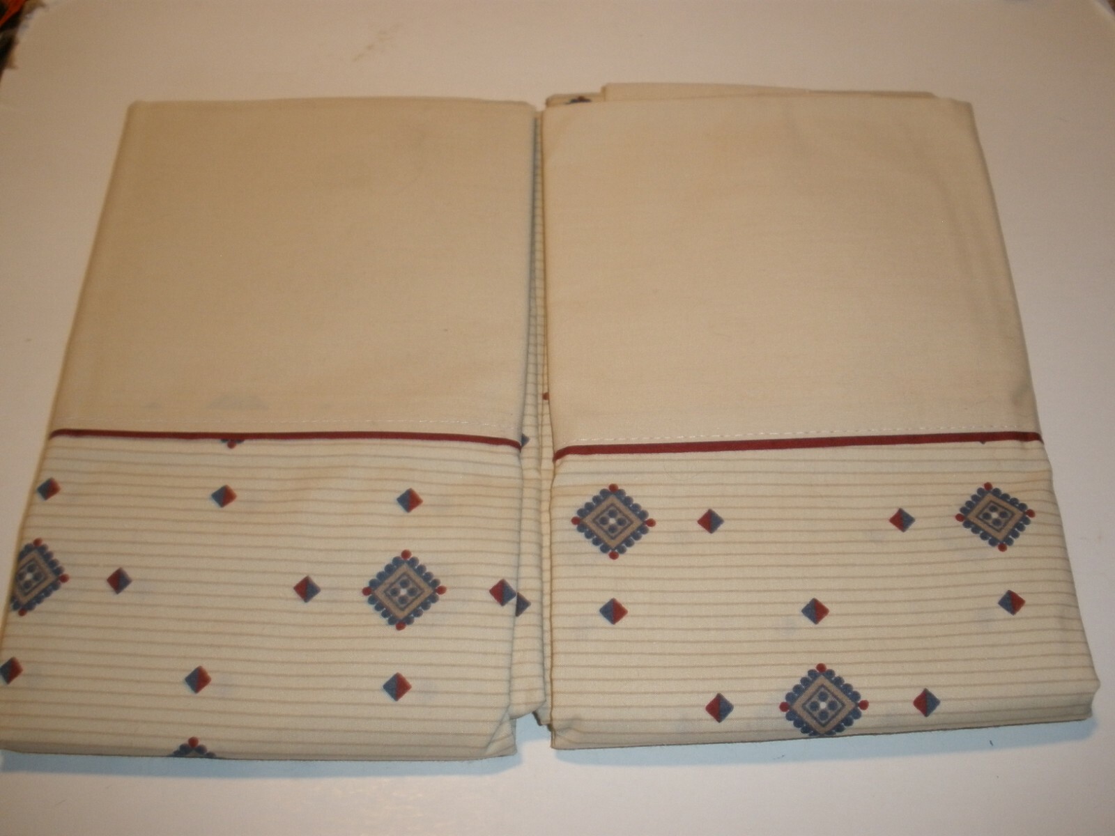NEW Out of Package Burlington Set of Two King Size Pillowcases Tan with Design