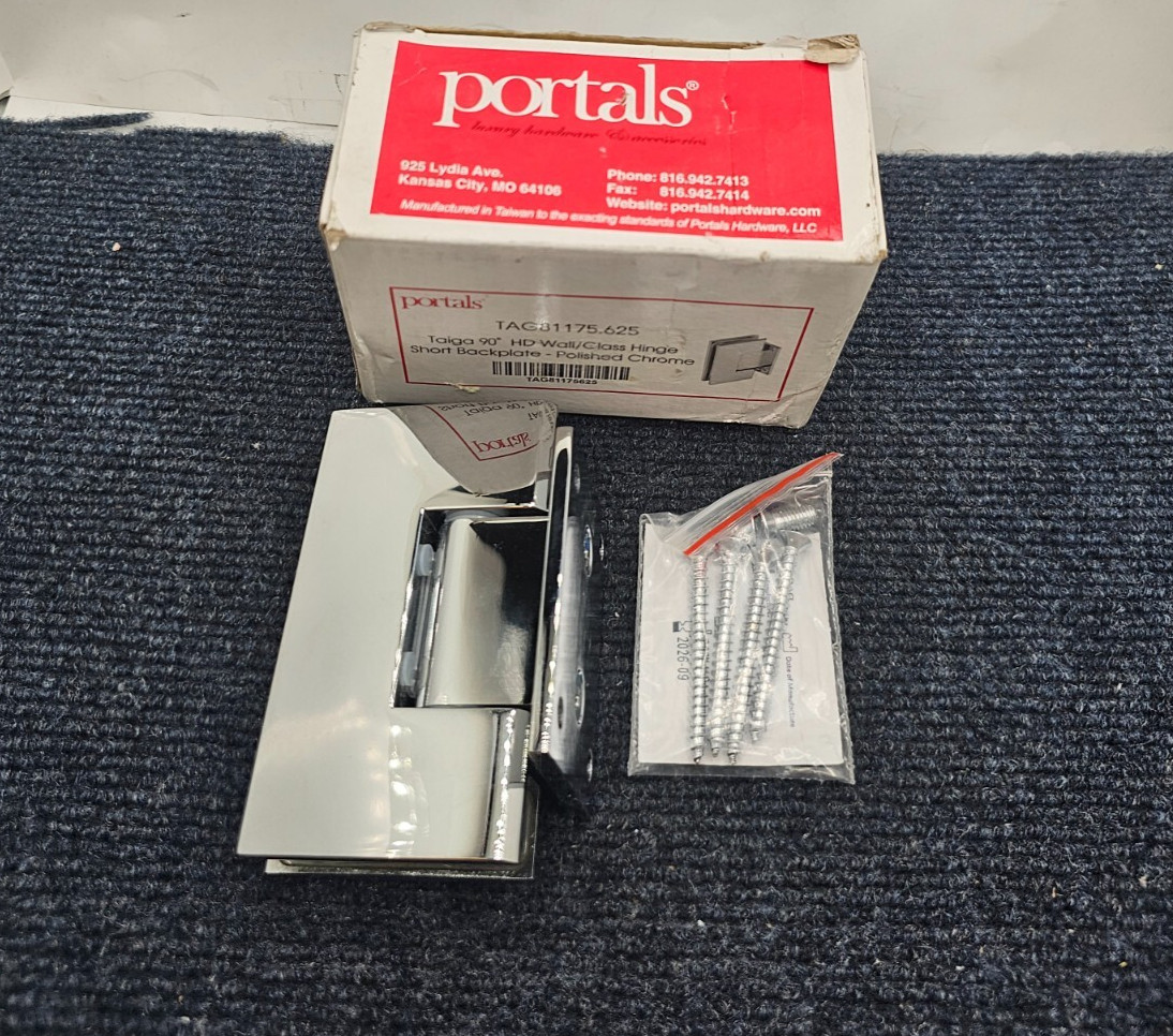 Portals TAG81175.625 Taiga 90 HD Wall-Glass Hinge Short Backplate Chrome