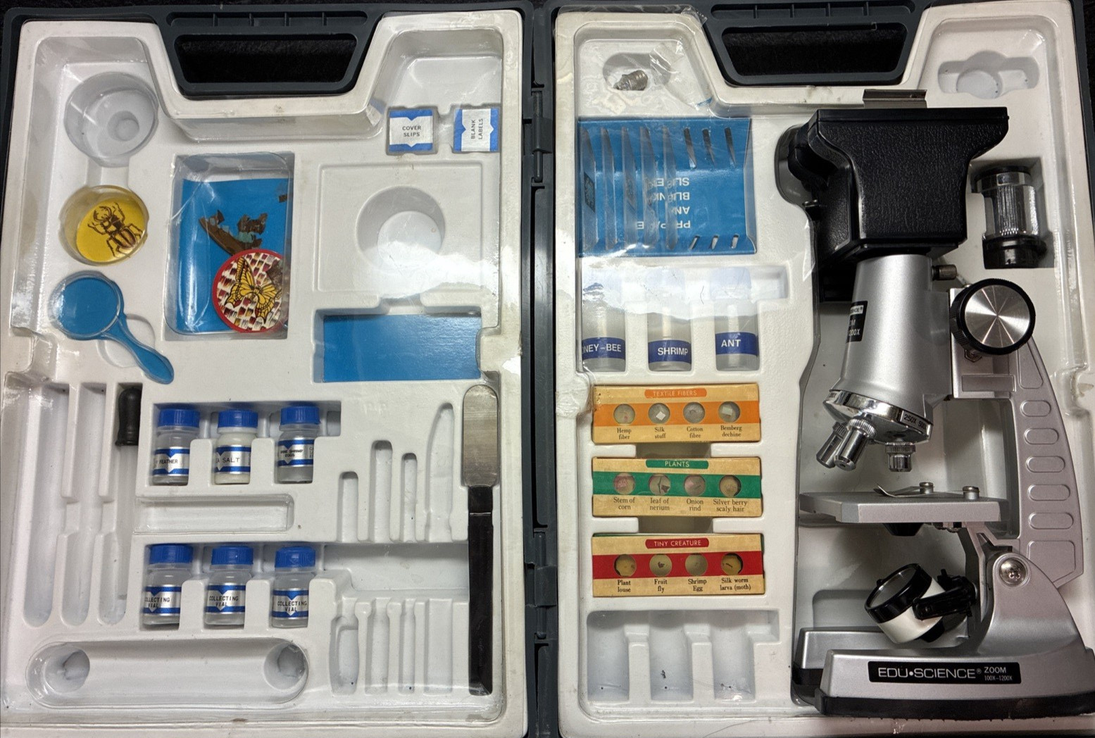Vintage 1200X  Microscope Student Lab Kit Beginner Set Not Complete