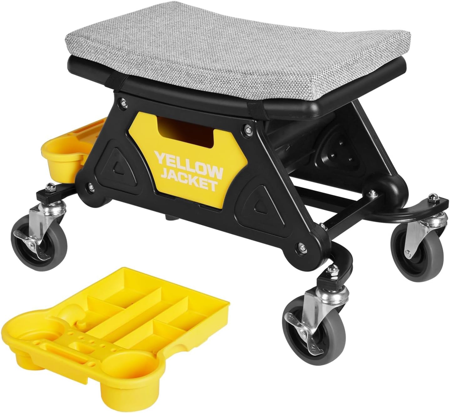 YELLOW JACKET Garage Mechanics Seat with Two Tool Tray and A Drawer, Mechanic...