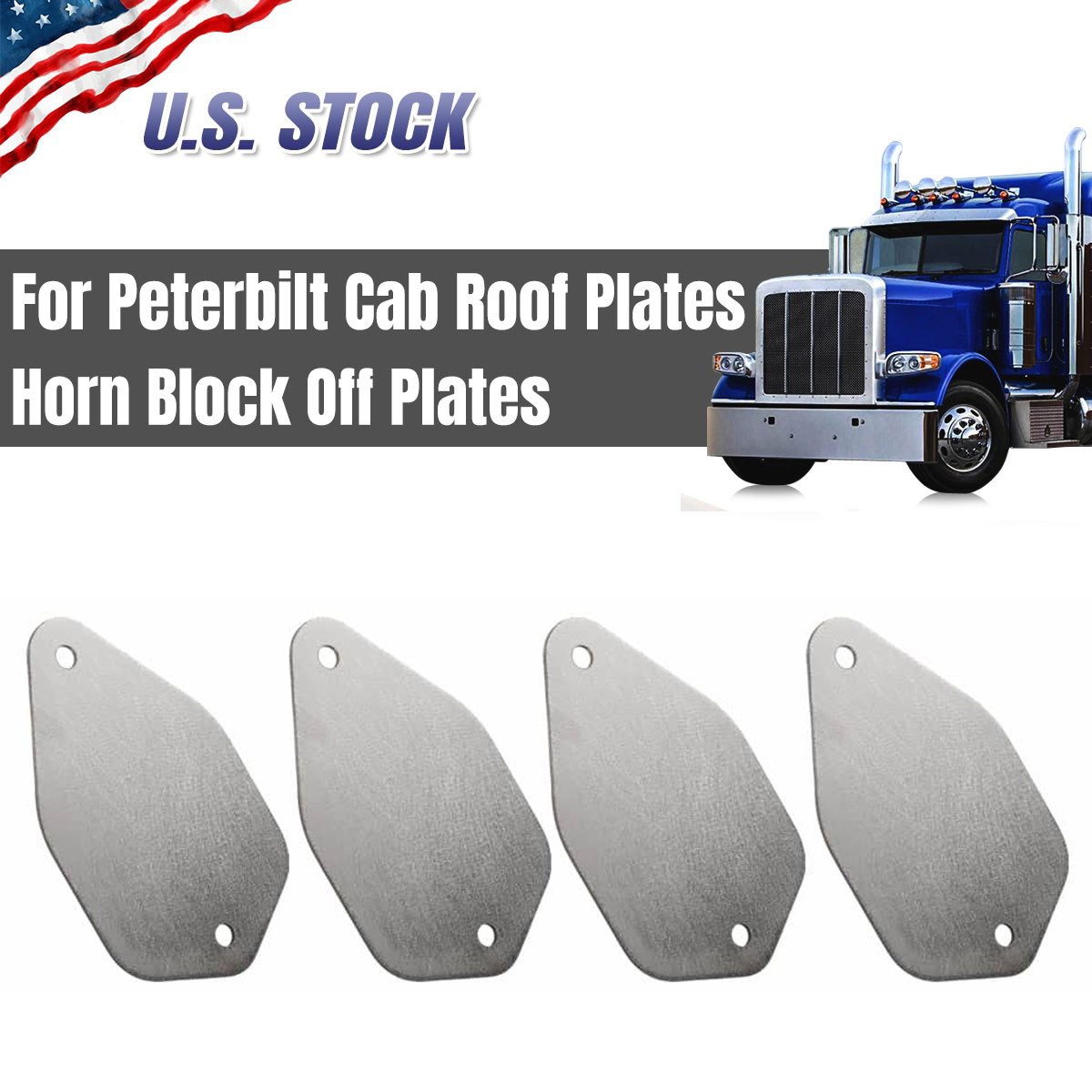 For Peterbilt Cab 379 389 387 Peterbilt Roof Plates Horn Kit Block Off Set of 4