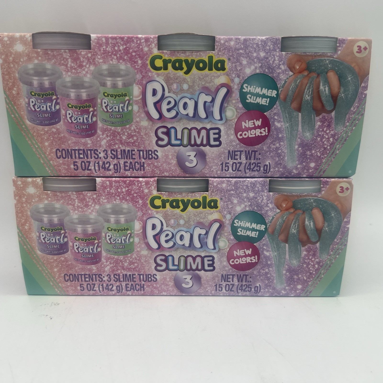 New 2025 Crayola Pearl Shimmer Slime 2 Boxes, 3 Tubs Each Age3+ FreeS&H
