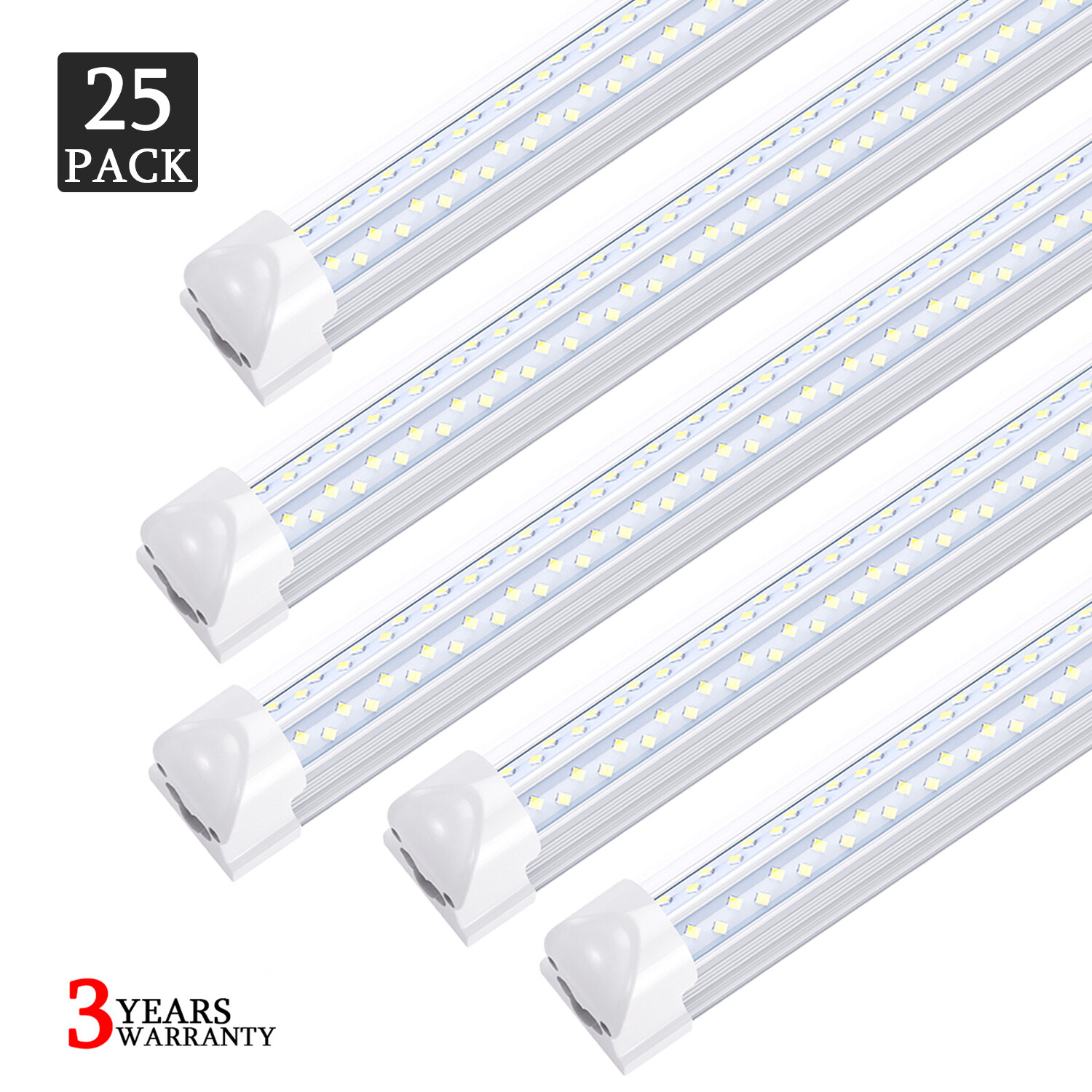 25Pcs T8 4FT Integrated Led Tube Light Bulbs 60W 4' Led Shop Light Fixture 6000K