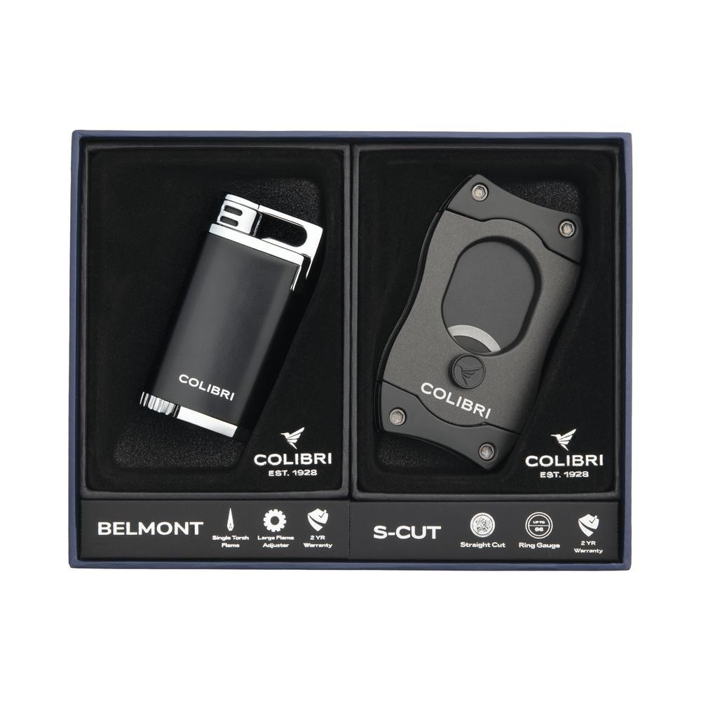 NEW Colibri Belmont Jet Lighter and S-Cut Cigar Cutter Gift Box Set - GS200C11