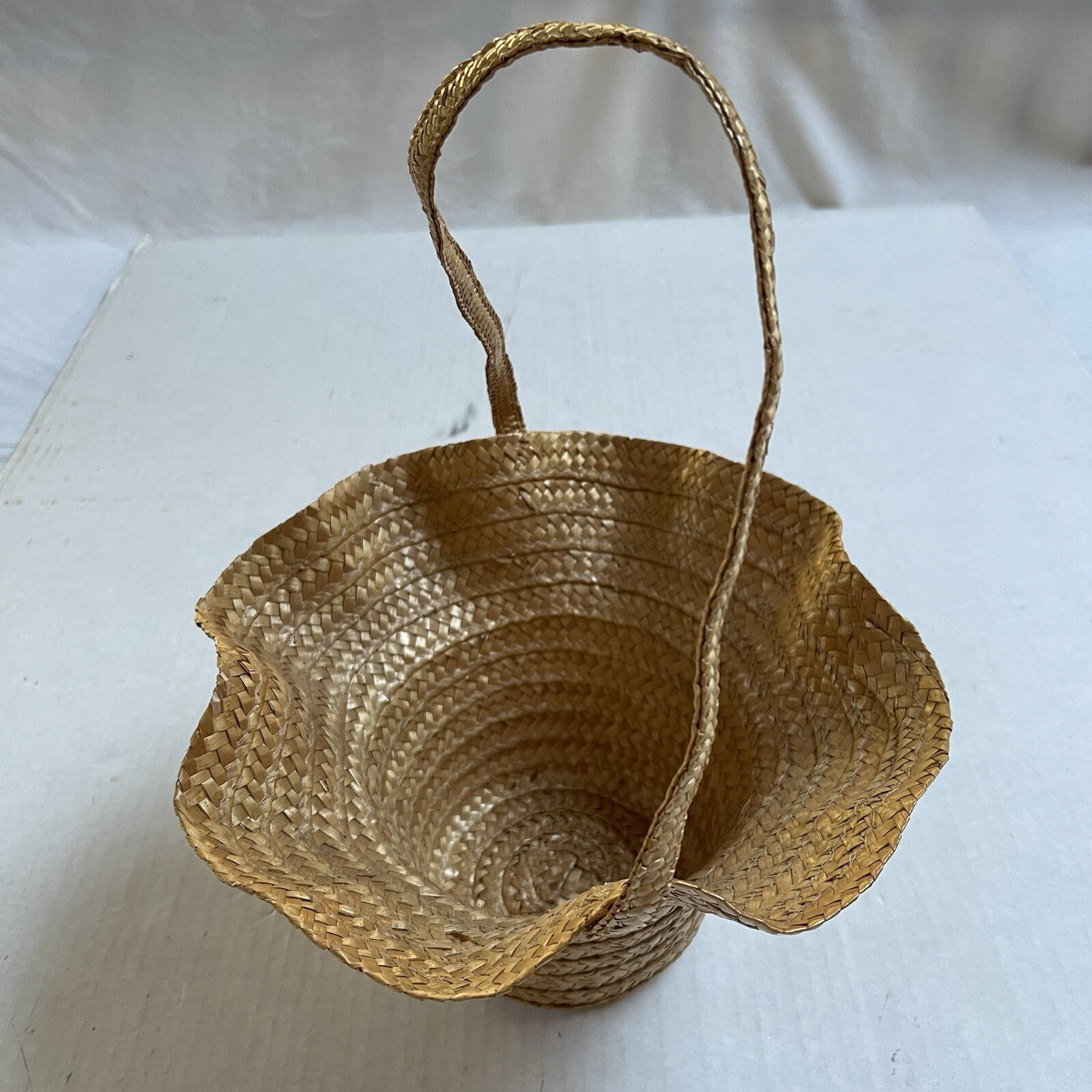 Woven Basket Handle Natural Flower Plants Storage Lightweight Easter