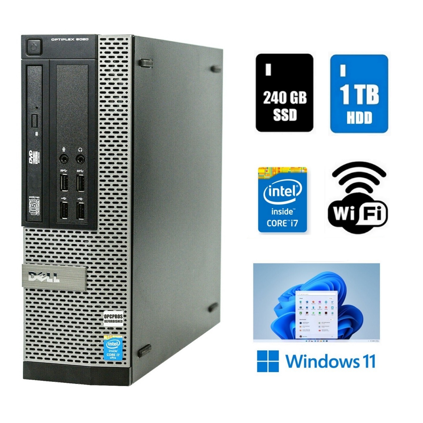 Dell OptiPlex 9020 SF Desktop Core i7 32GB Ram 240 SSD + 1TB HDD Win 11 Computer