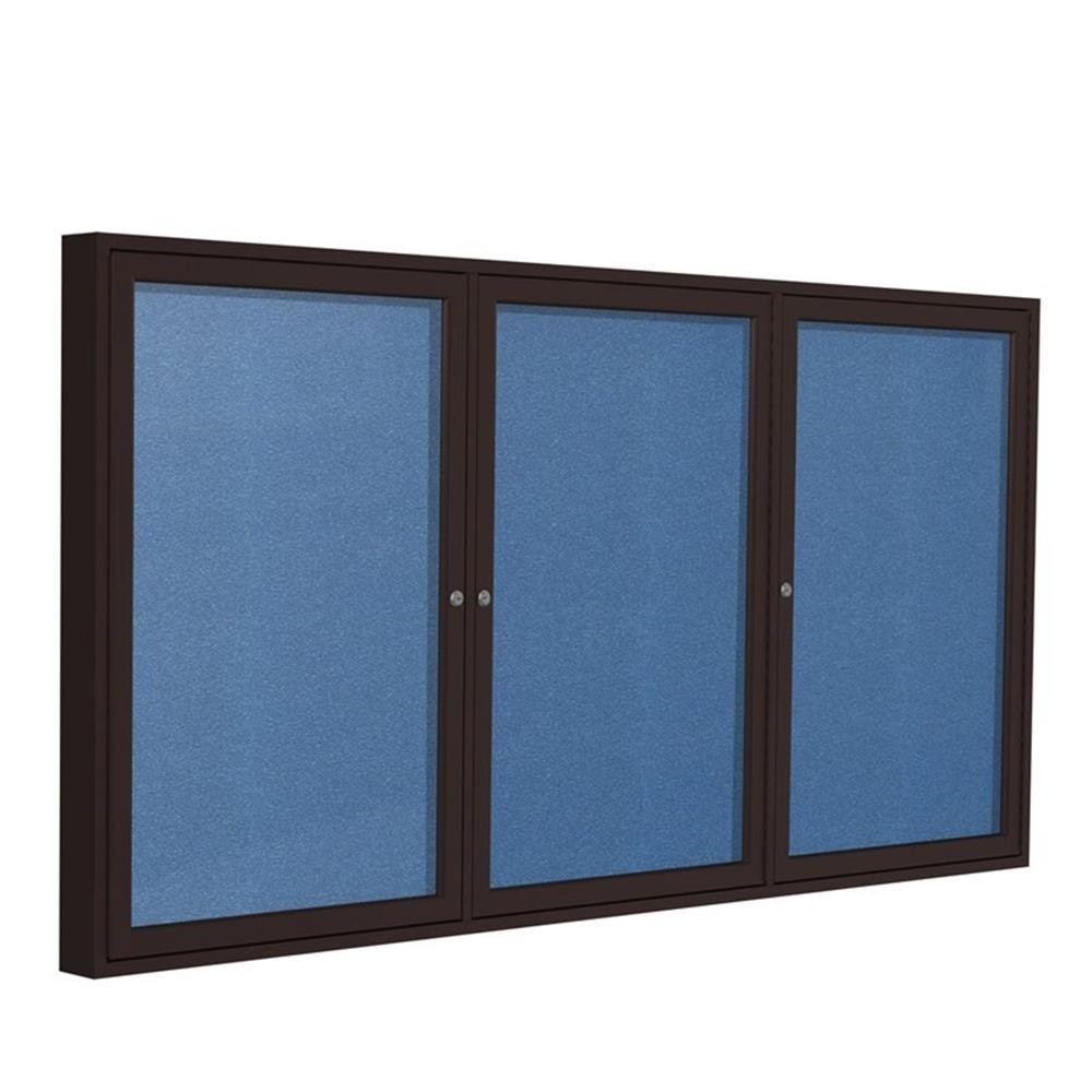 Ghent's Vinyl 48" x 72" 3 Door Enclosed Bulletin Board in Ocean Blue