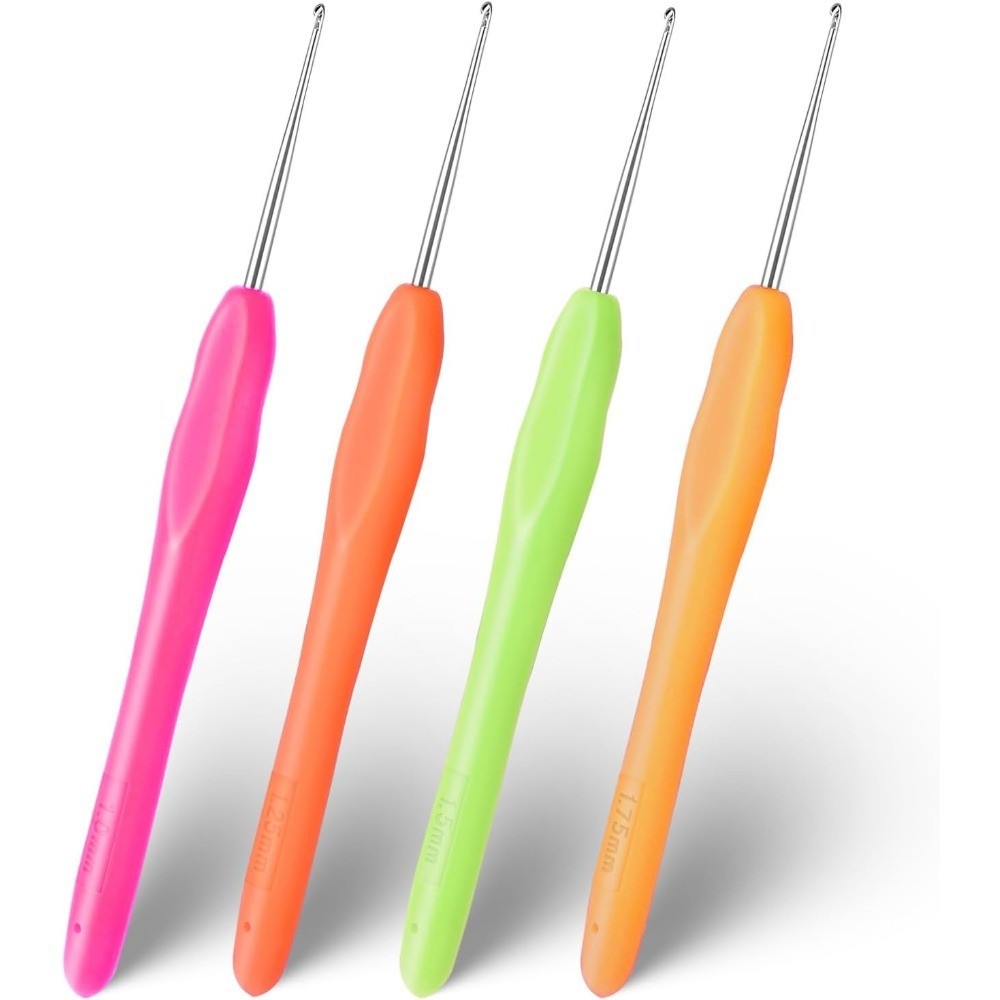 Crochet Hook Set 4 Pcs Small Size 1mm 1.25mm 1.5mm 1.75mm Ergonomic Handle for