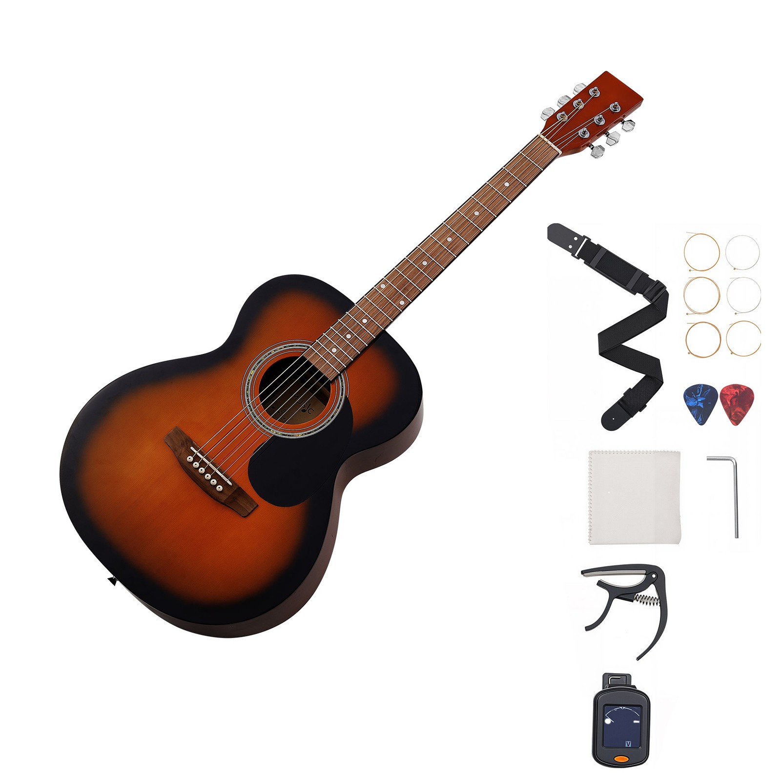 Uimoso 40-Inch Acoustic Guitar Starter Kit with Case for Adults, Sunburst Finish