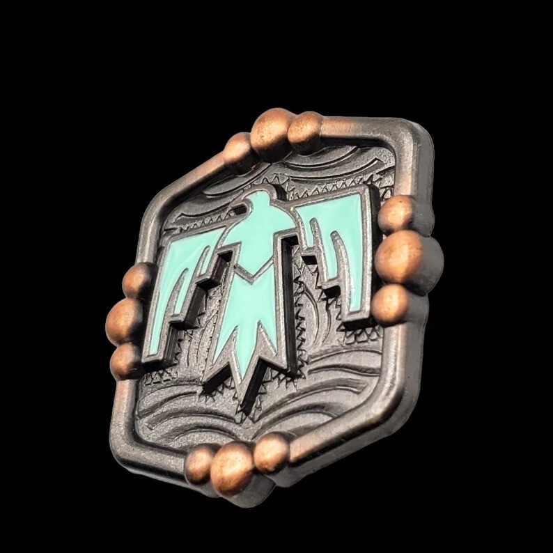 Aqua Thunderbird screwback concho 1-3/8", western apparel, horse tack