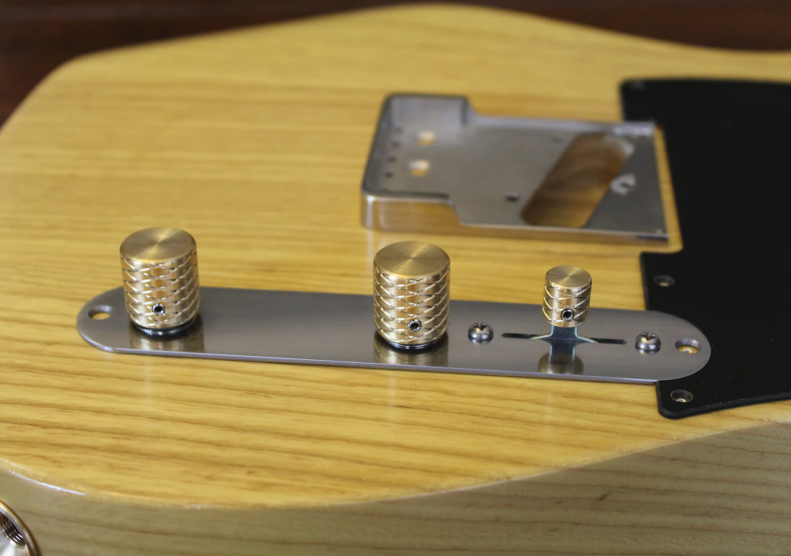 Double Helix Flat Top knob set of 2 with switch tip, Solid Brass