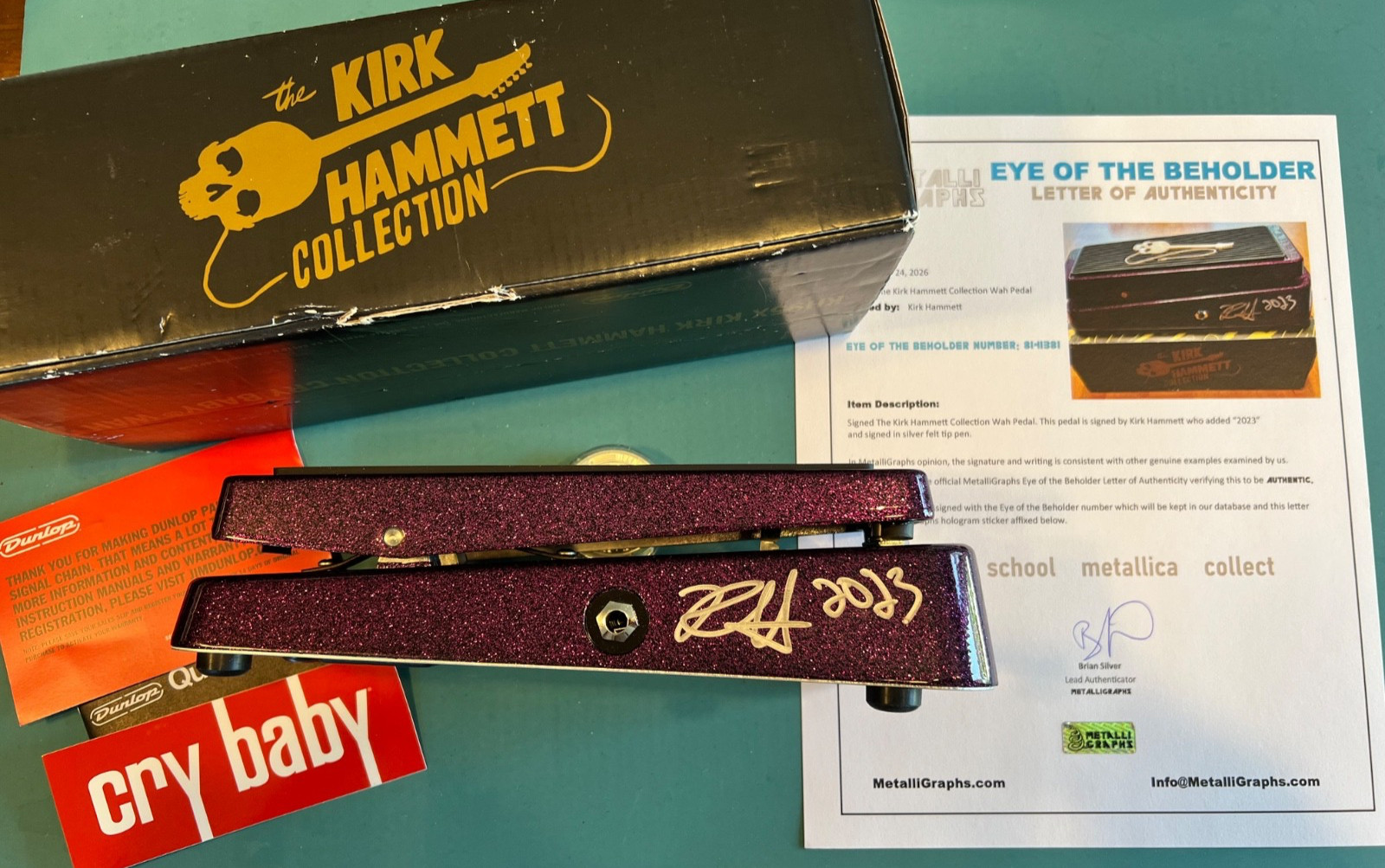 New Kirk Hammett Metallica Signed Autographed Cry Baby Wah Pedal KH95X, COA
