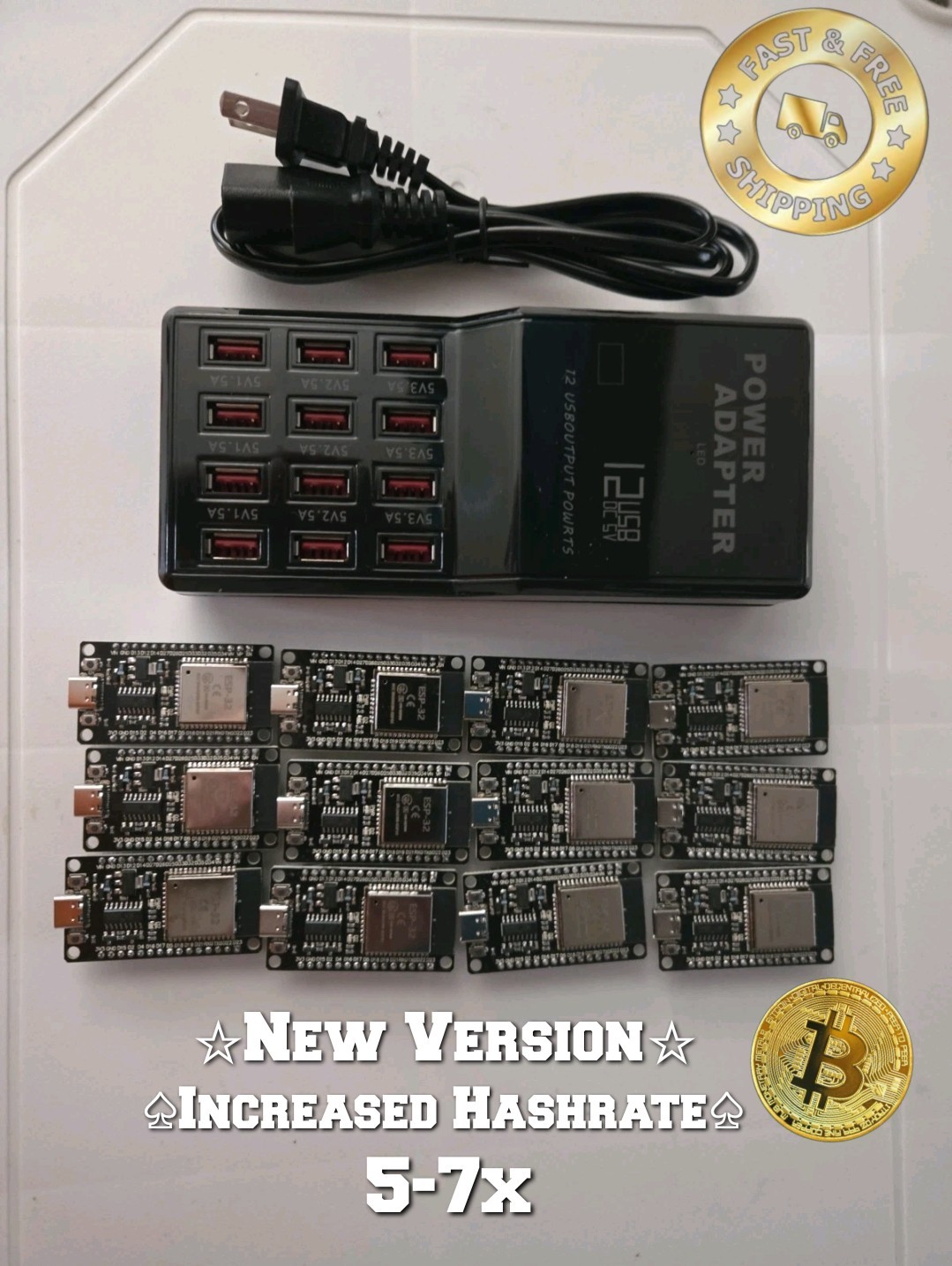 (12x)Bitcoin NerdMiner V2 350kH/s + (12x)USB-C + PowerSupply. Nerd Miner Solo