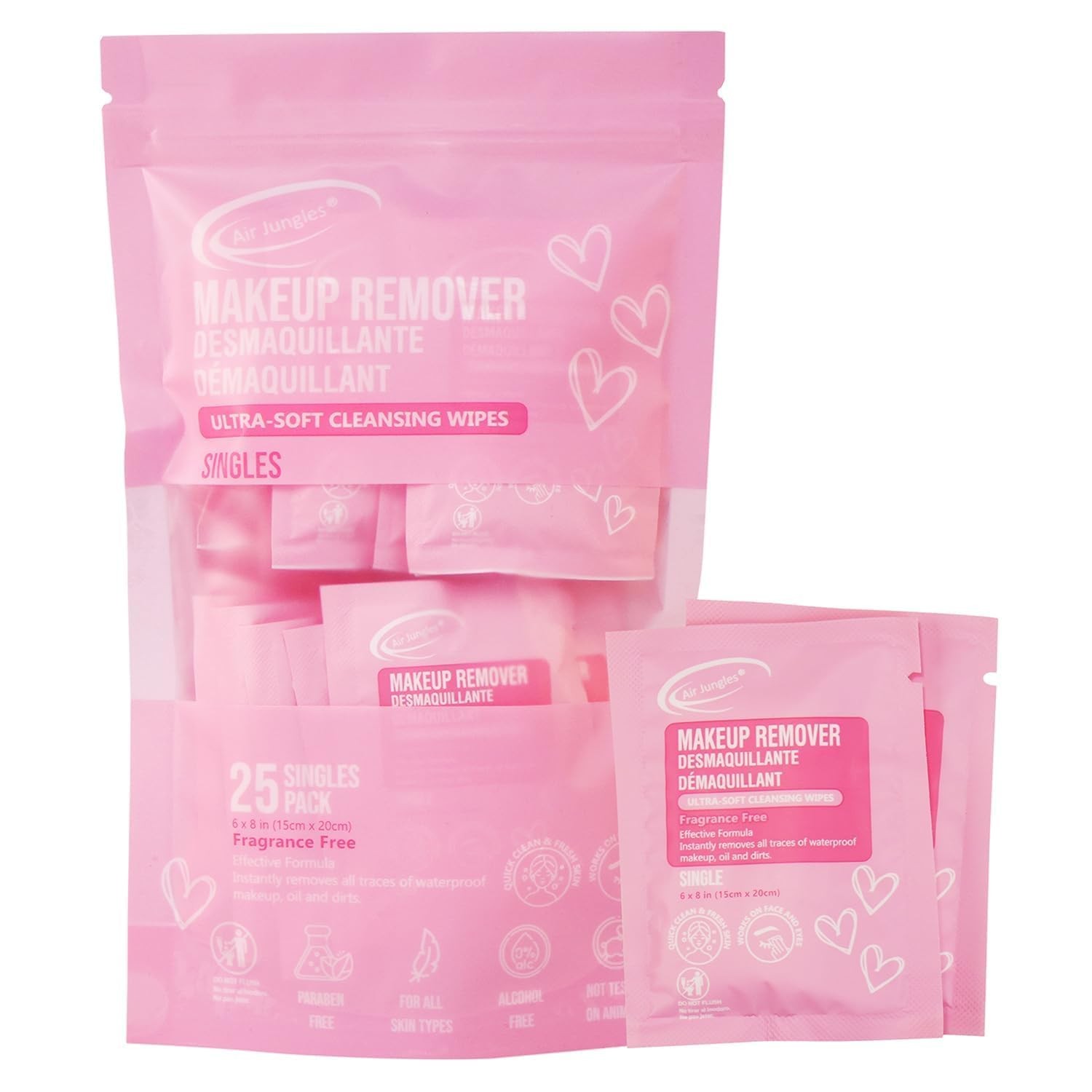 Makeup Remover Wipes Singles 25 Count  Extra Large 6" x 8"
