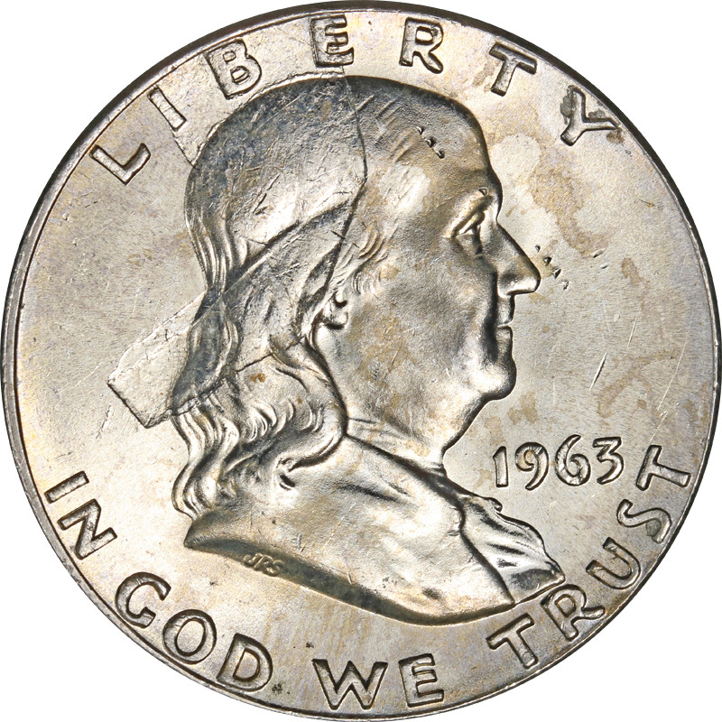 1963-P Franklin Half Dollar -Error- Struck Through