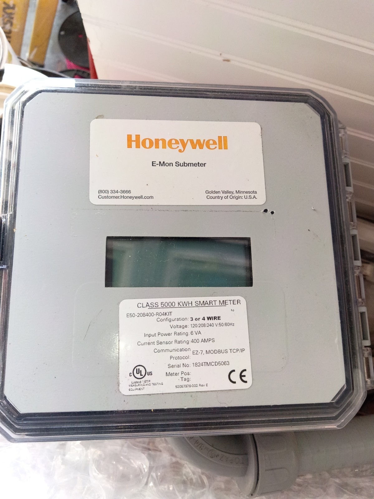 Honeywell E-Mon Submeter Class 5000 Smart Meter 3 Phase LCD 400A 120/208/240V