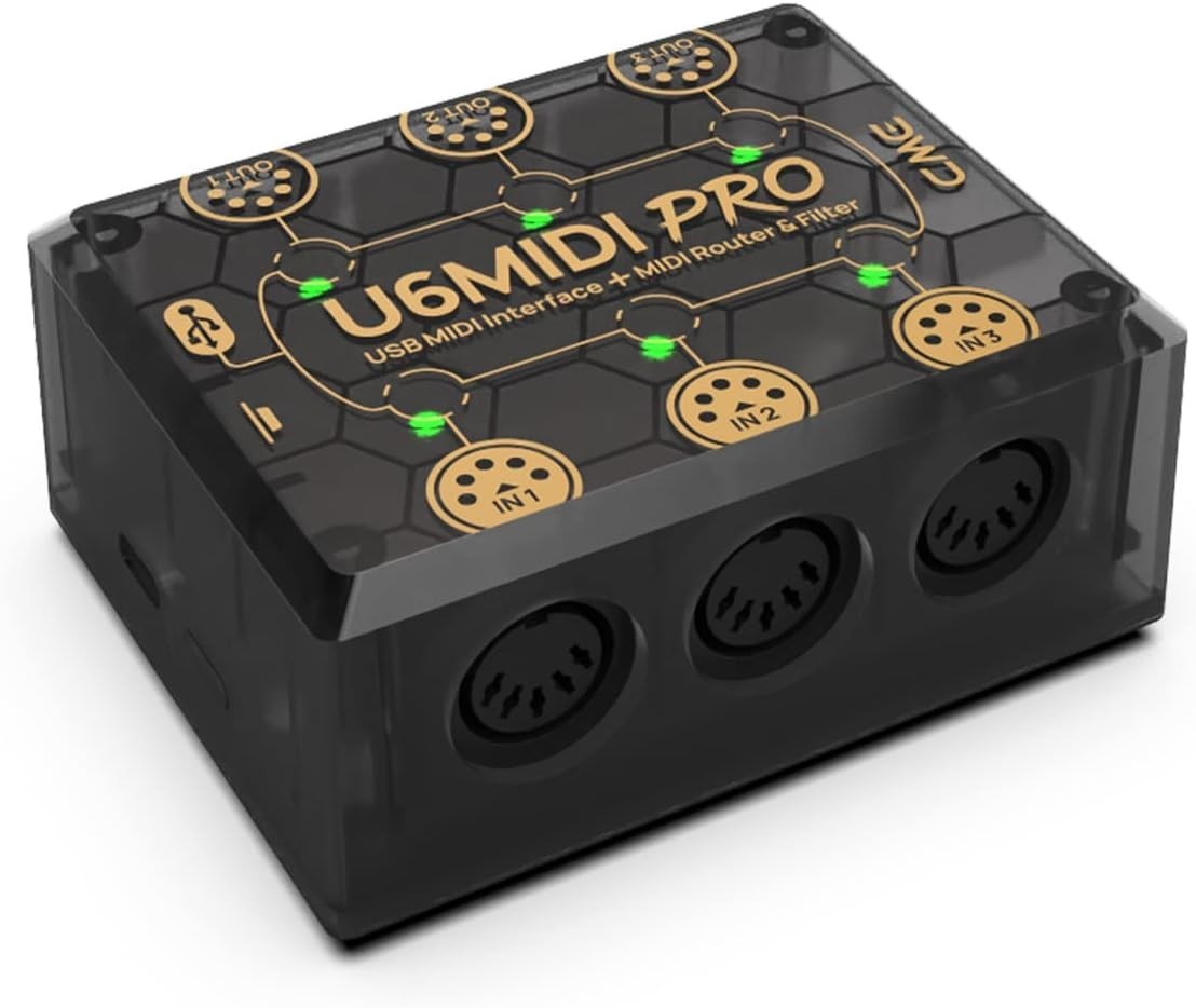 Professional USB-C MIDI Interface with 3-in-3-out Capability - Compact Design
