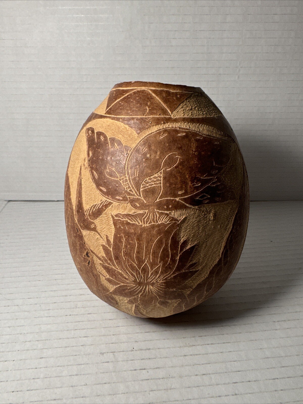 Hand carved gourd from Jamaica