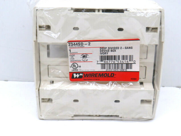 Wiremold 2344SD-2 Deep Divided 2-Gang Device Box Ivory