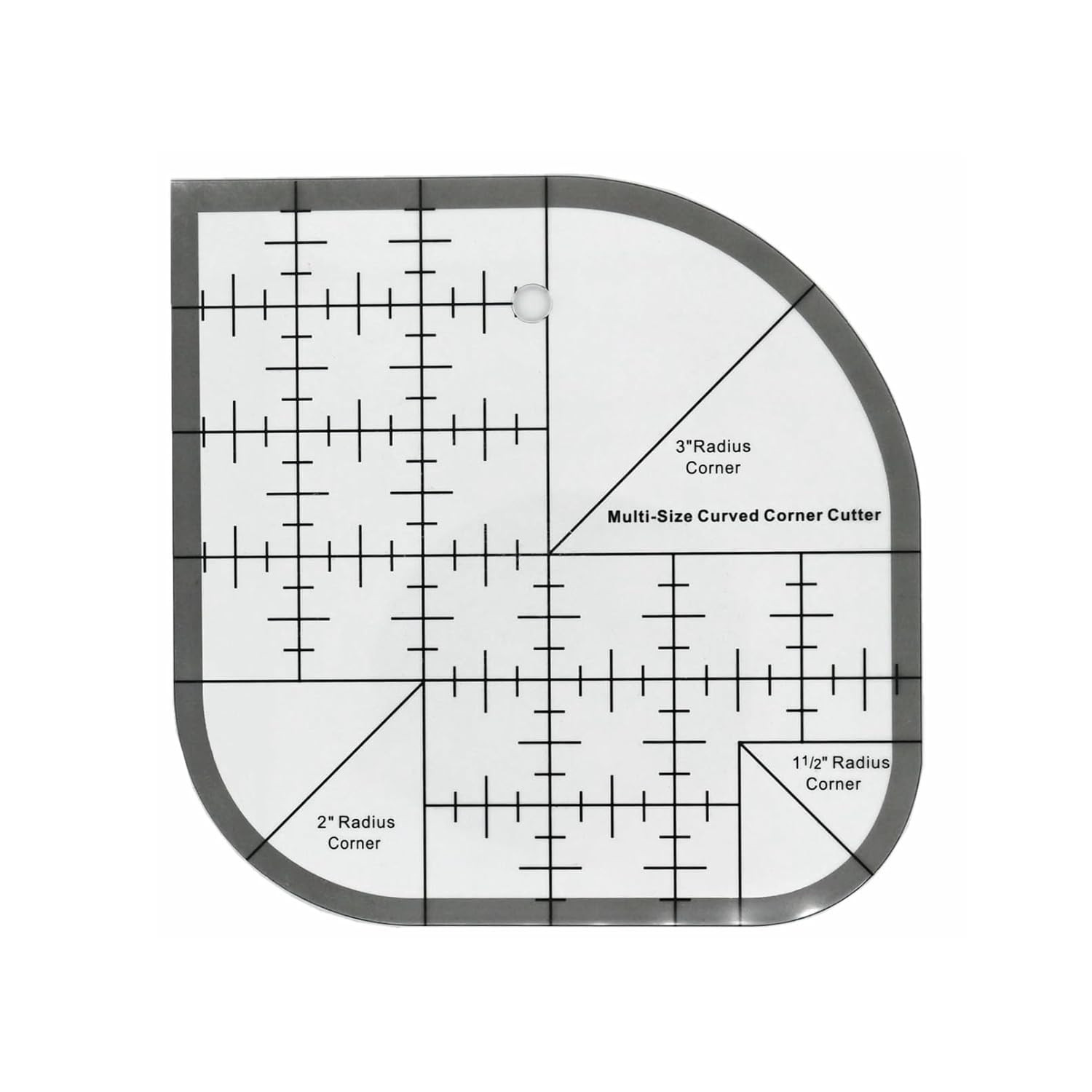 Sewing Ruler,Curved Corner Cutter Quilting Ruler Acrylic Quilting Template Black