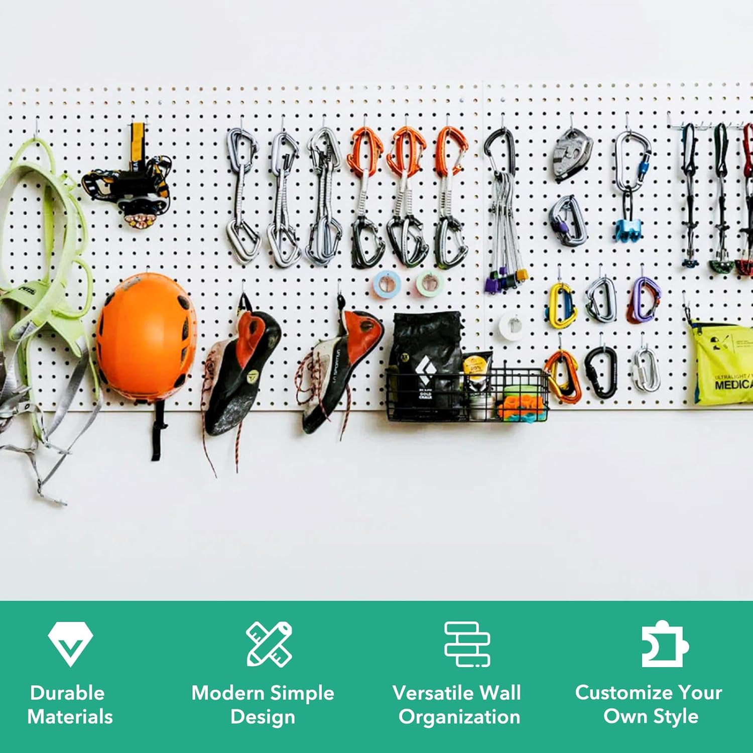 2 Pcs Pegboard, Metal Pegboard Wall Panels - Pegboard Wall Organizer System - Pe