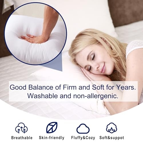 22x22 Pillow Inserts (Set of 2)- 100% Cotton 22x22 Inch (Pack of 2) White
