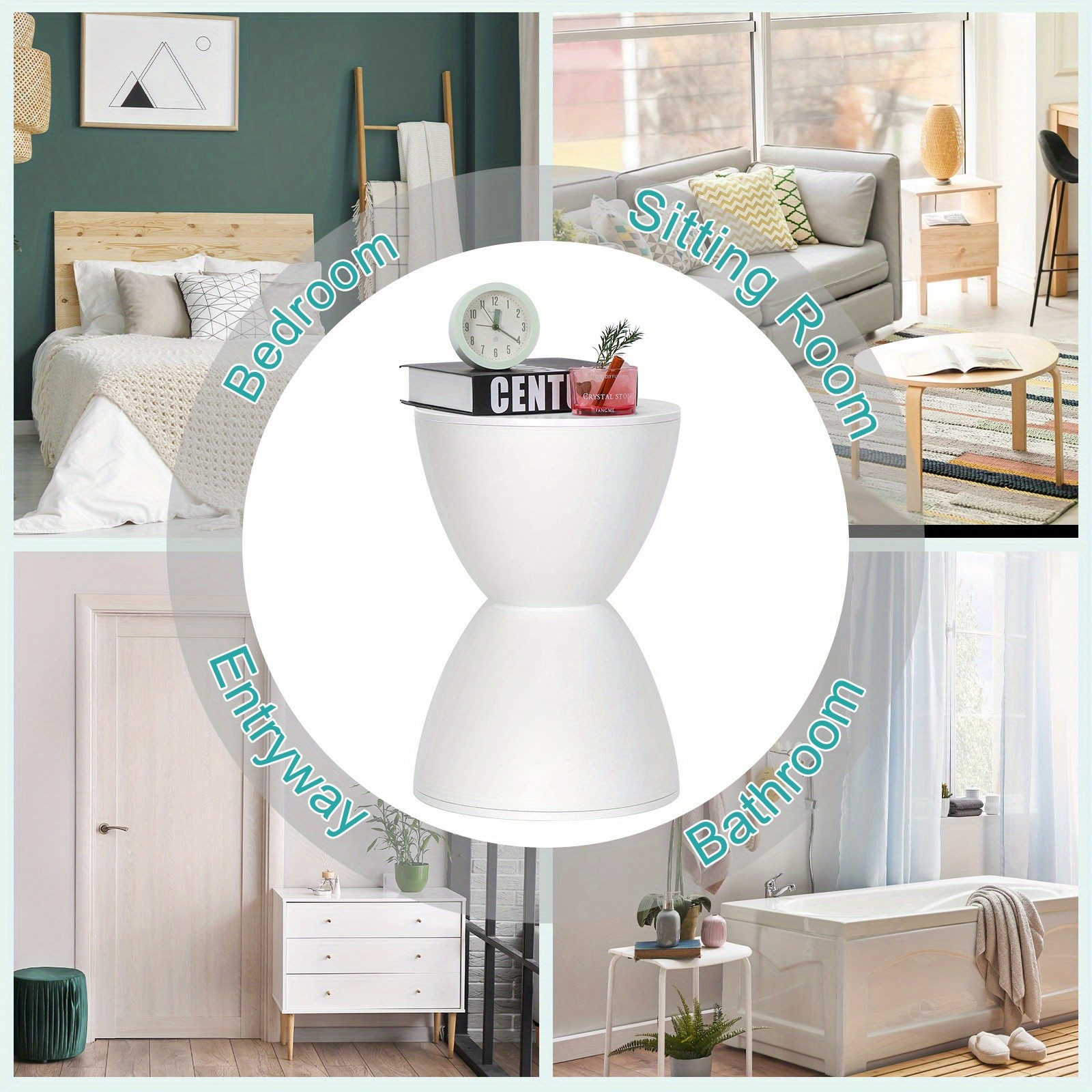 Modern Hourglass Shaped Stool Round Stool Garden Stool Side Table Plant Table