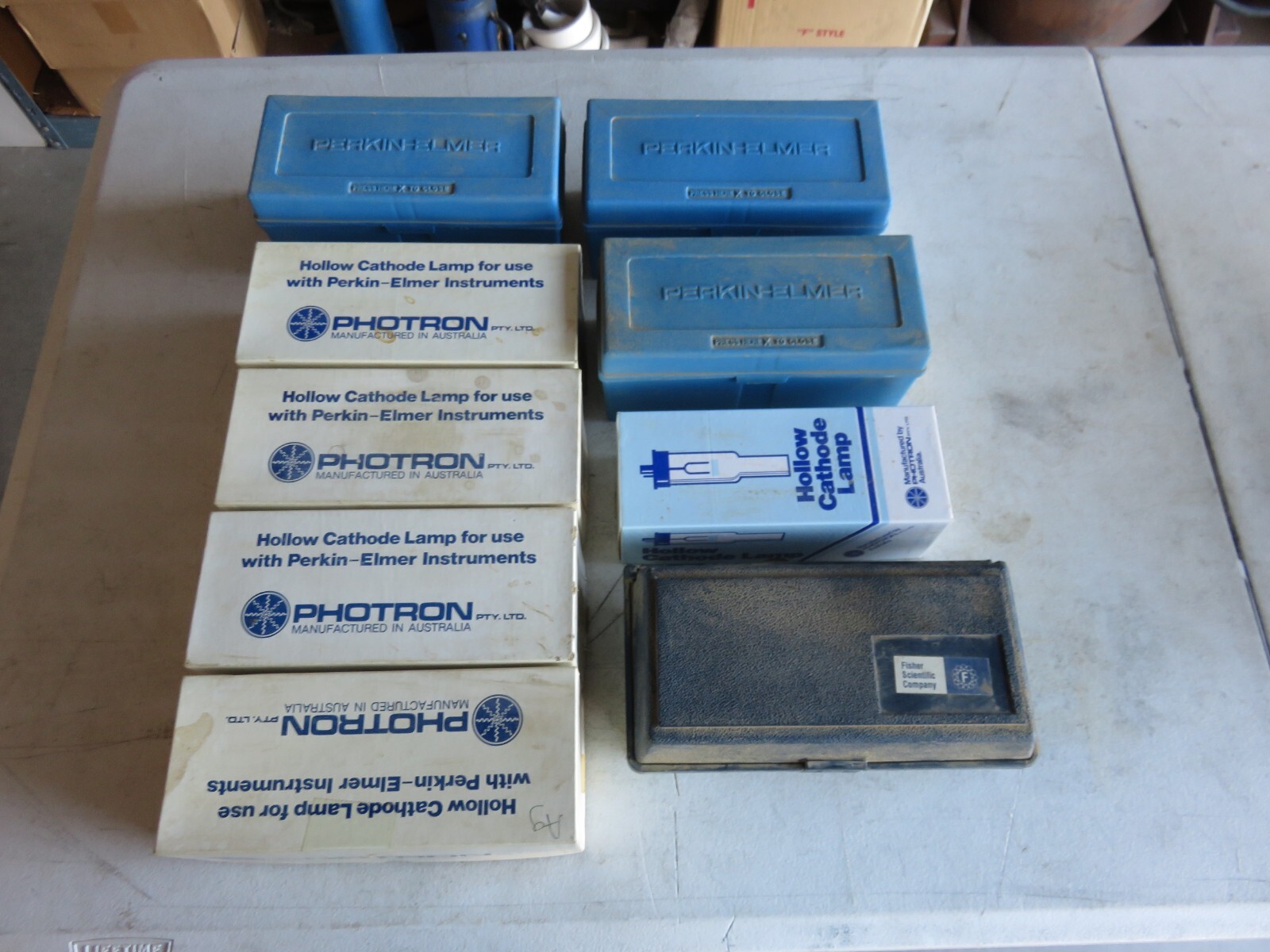 Assortment of 8 Perkin Elmer, Photron, etc. AAS Hallow Cathode Bulbs. See List.