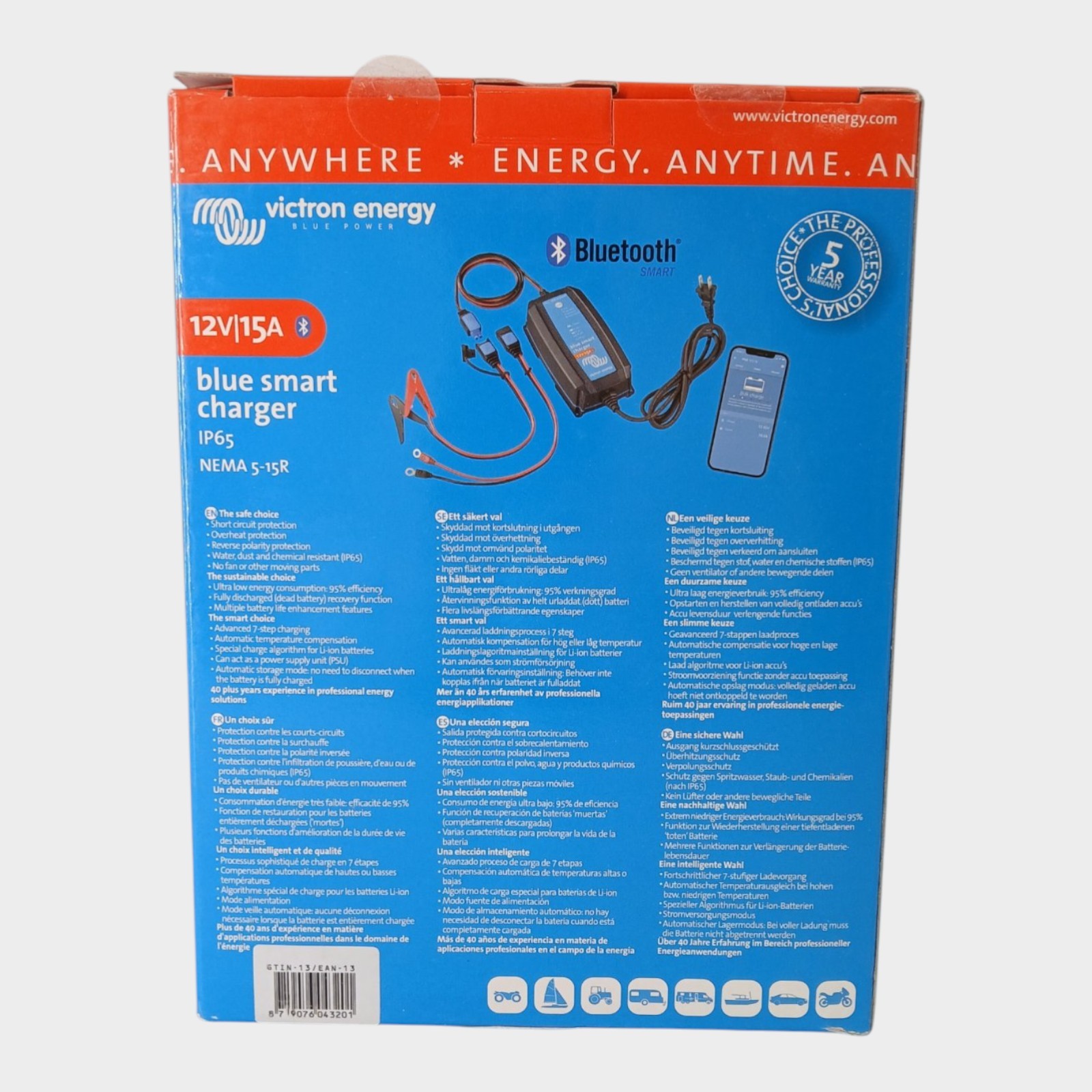Victron Energy Blue Smart IP65 Charger - 12V 15A